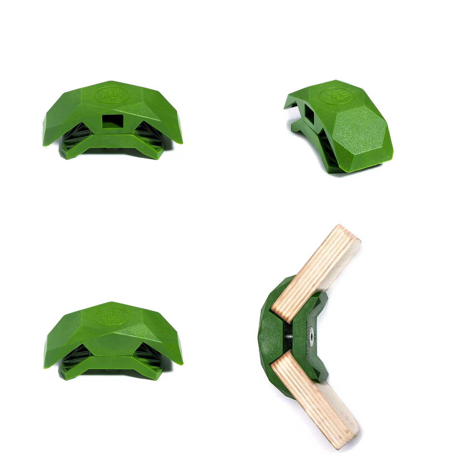 PlayWood Connector for Tool-Free Furniture & Storage Assembly 105-Deg Lt. Gr.
