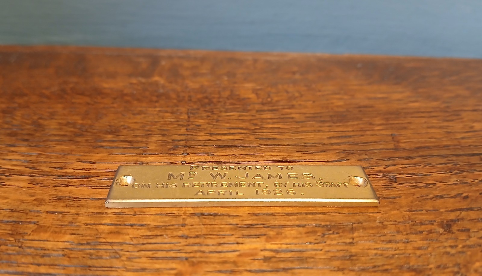 Antique Brass Gilded Presentation Plaque. C.1920