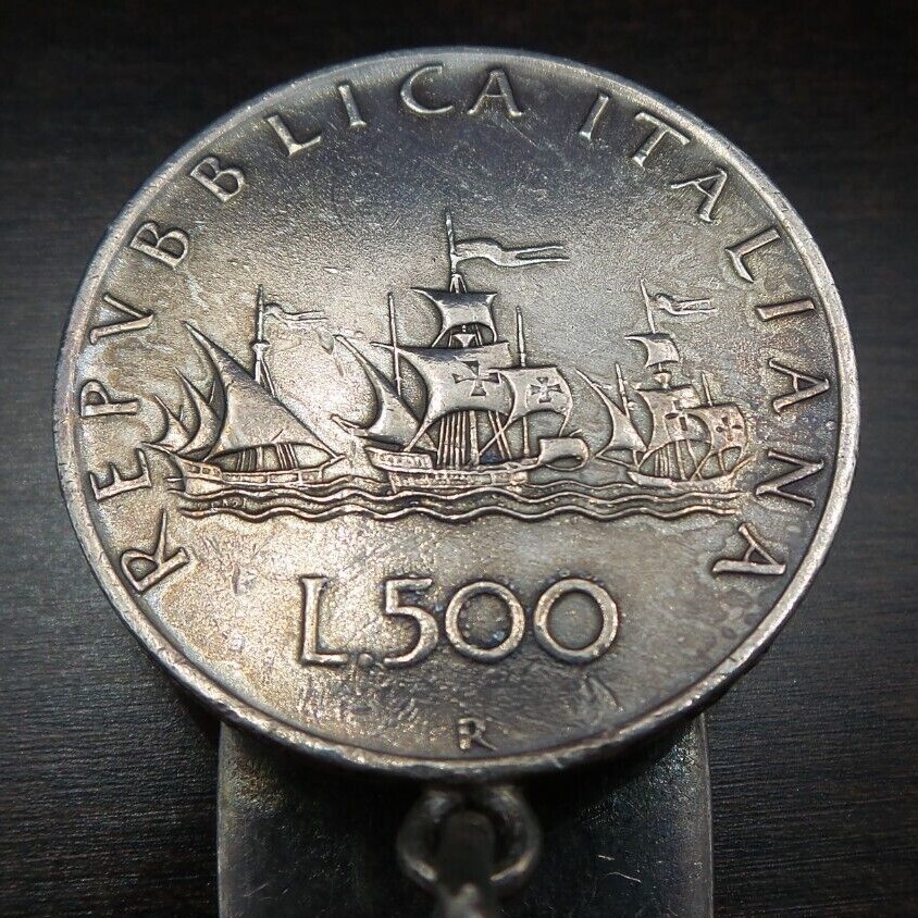 Great Antique Alpine Italian/Austrian 800 Silver & Coin Belt Key or Purse Chain