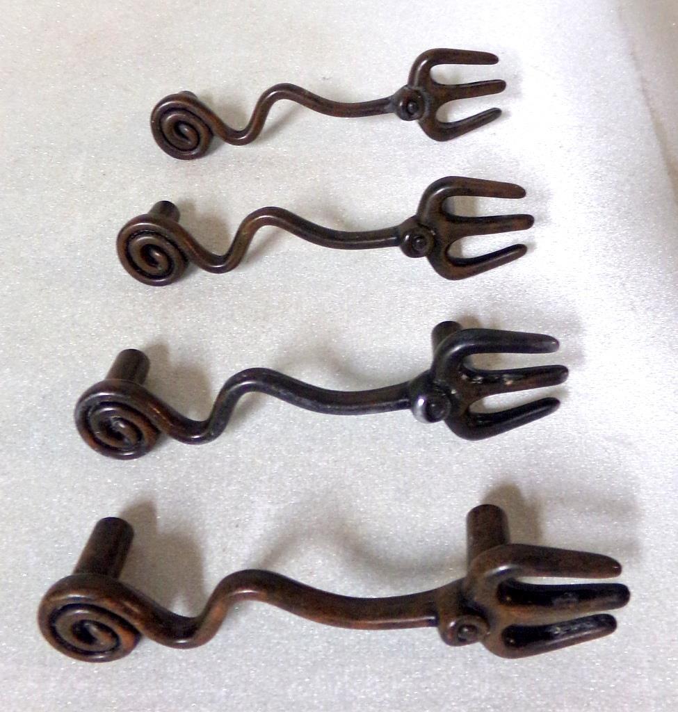 A.H. Anne Fash Die Cast Bent Fork Kitchen Brutal Modern Drawer Pull Set