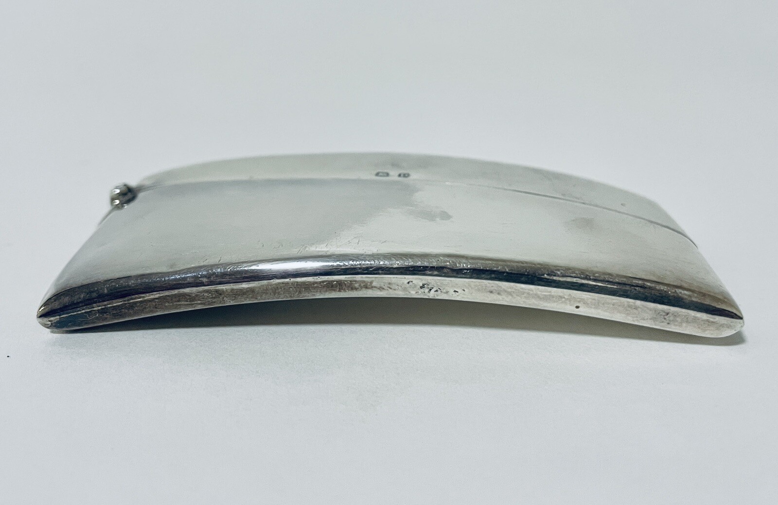 Antique Solid Sterling Silver Calling Card Case Holder Curved 1928