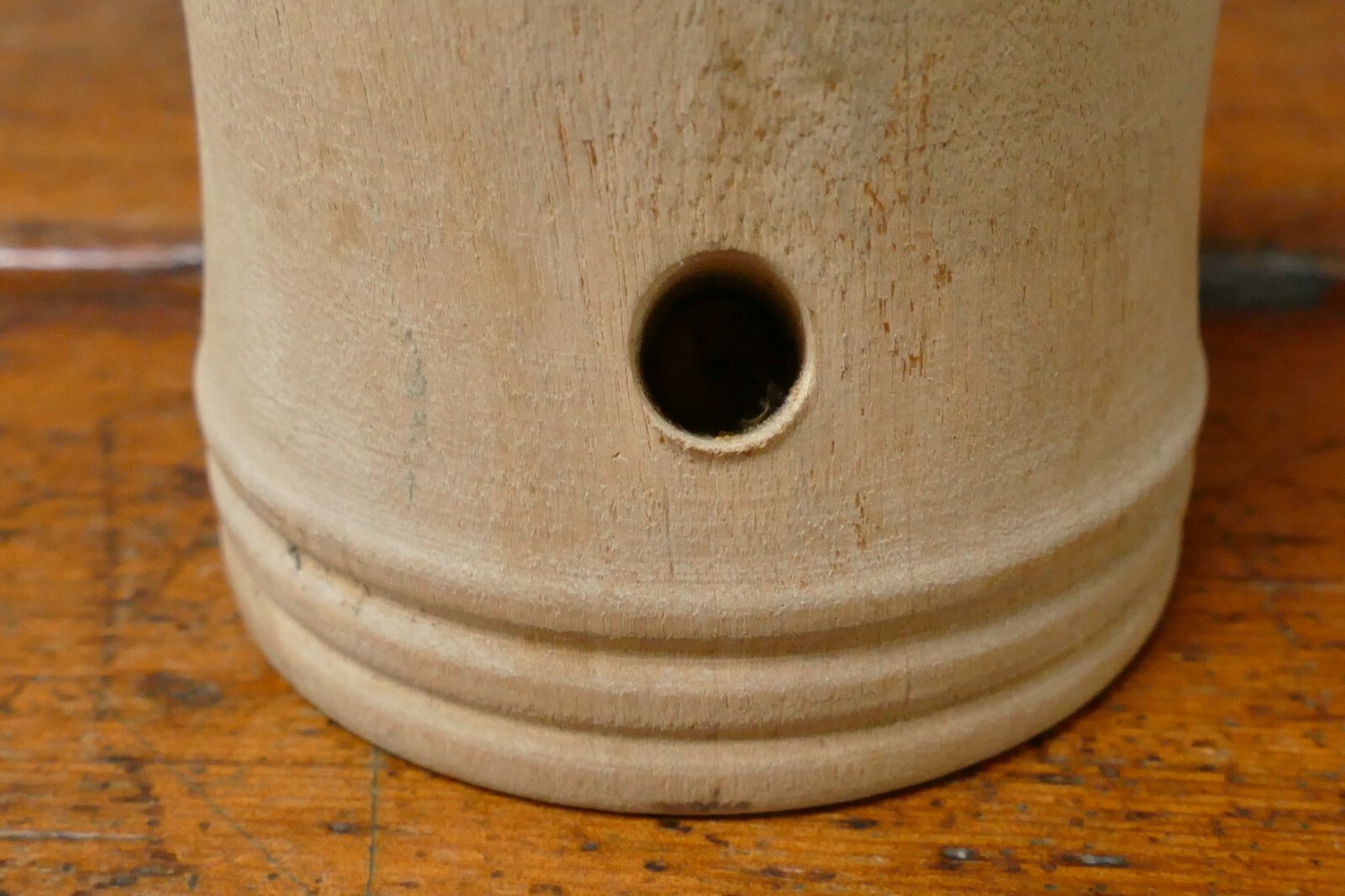 Antique Small Handmade Turned Treenware Wood Storage Container w/ Lid – 3 3/8” T