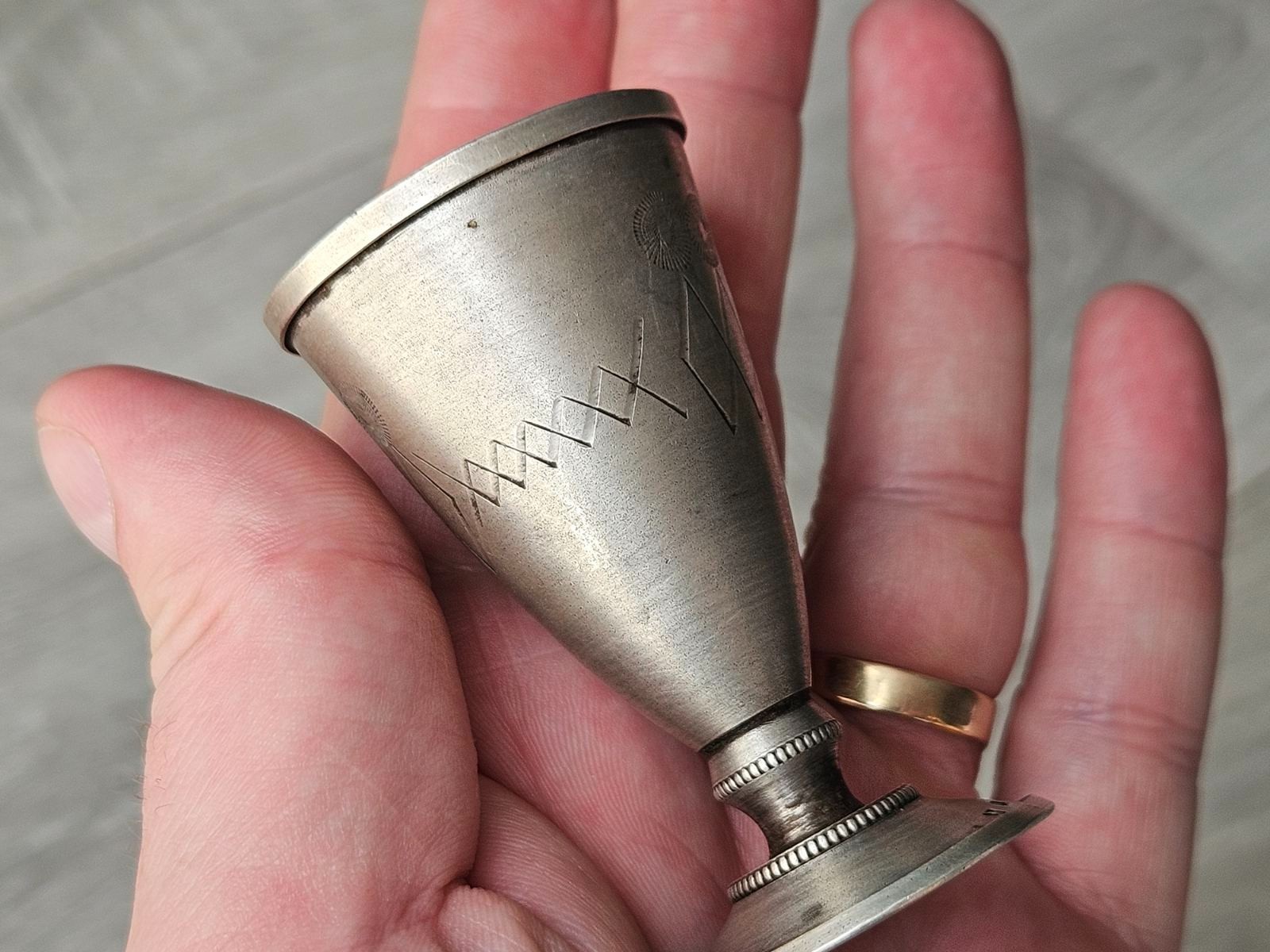 Vintage 910 Silver Shot Glass Gilt Interior Russian Soviet Vodka Cup 34.1g