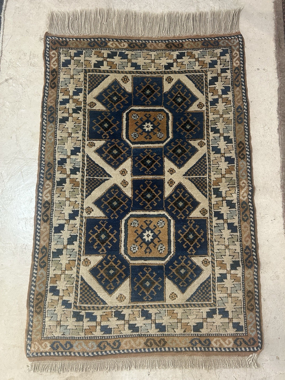 Authentic Vintage Turkish Rug,Geometric Tribal Turkish Rug 4 Ft 5 By 3 Ft