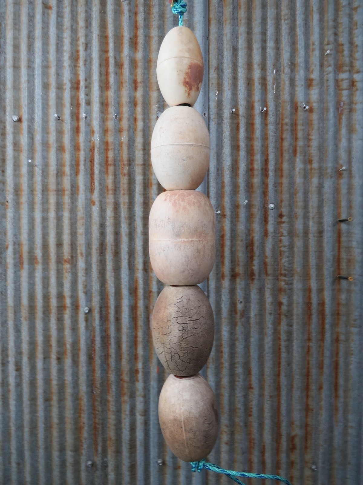 5 Old Fish Net Floats 27 Inches Long Fishing Buoys Bouys Tiki Hut Bar -(SF121)