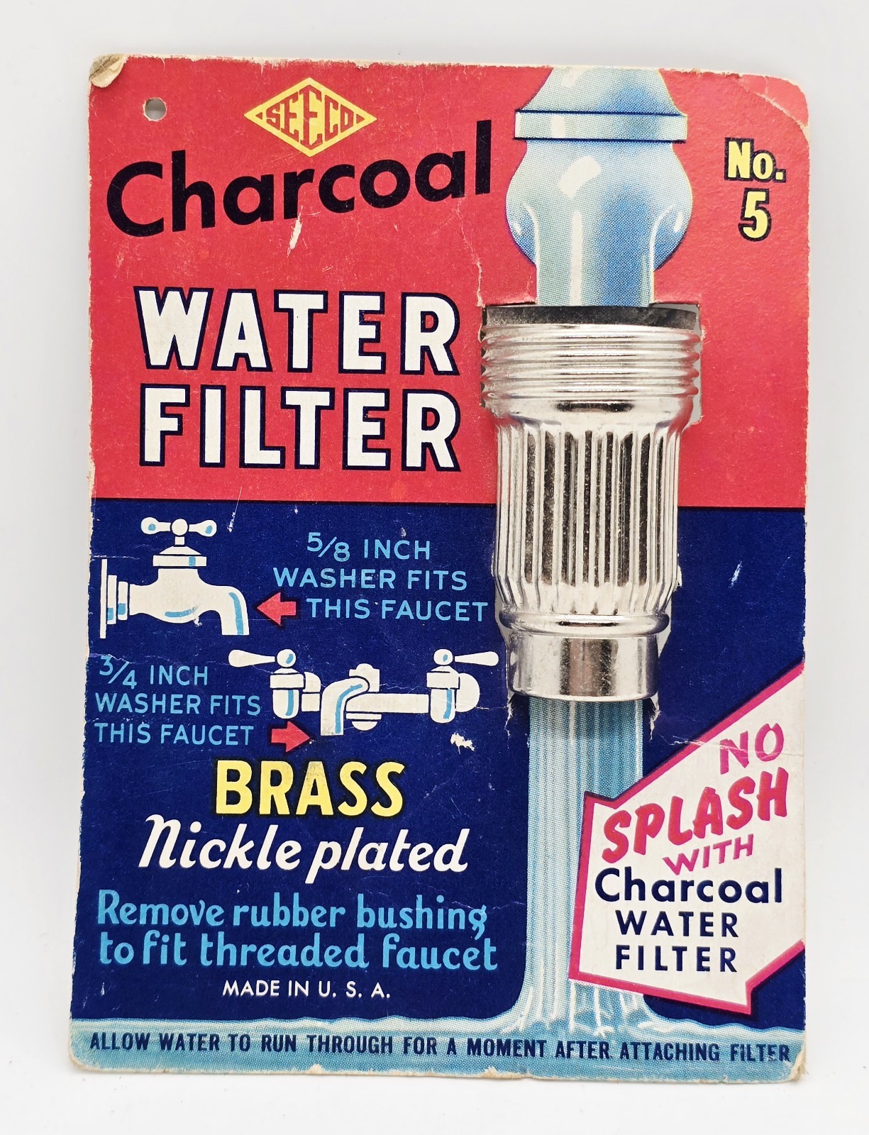 Vintage Hardware Seeco Screw-on Charcoal Water Filter NOS On Original Card #5