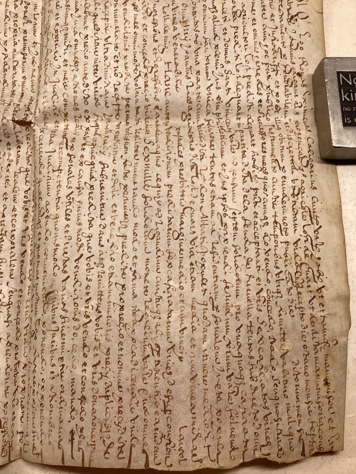 1500’s Vellum Manuscript Document-Handwritten Latin Legal Deed w/Flourishes