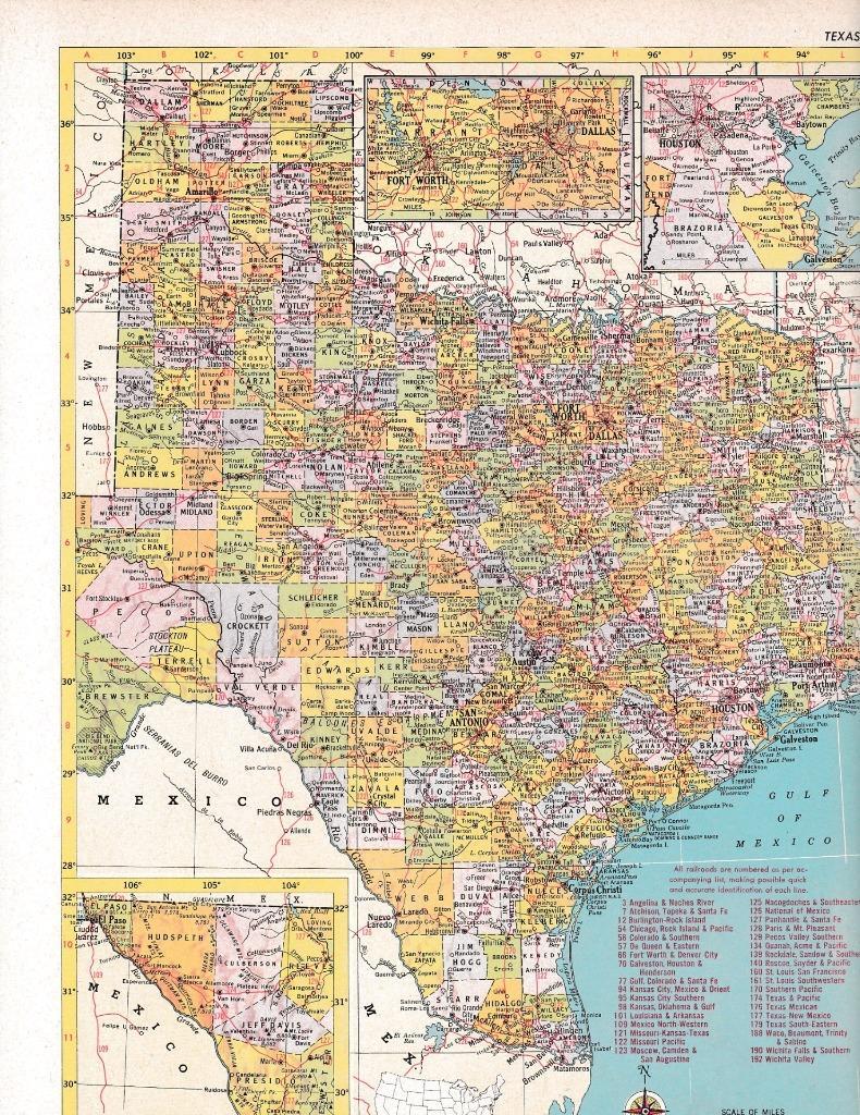1953 Vintage Texas State Map / 9×12 Great For Wall Art / 70+ years old
