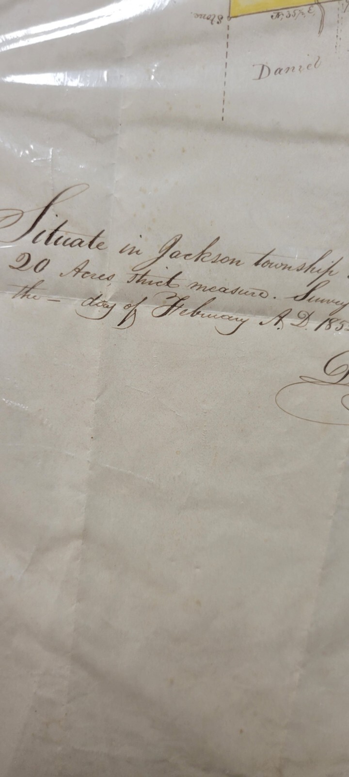 Rare D Rockefeller Signed Autograph 1852 Jackson Township Monroe County PA Map
