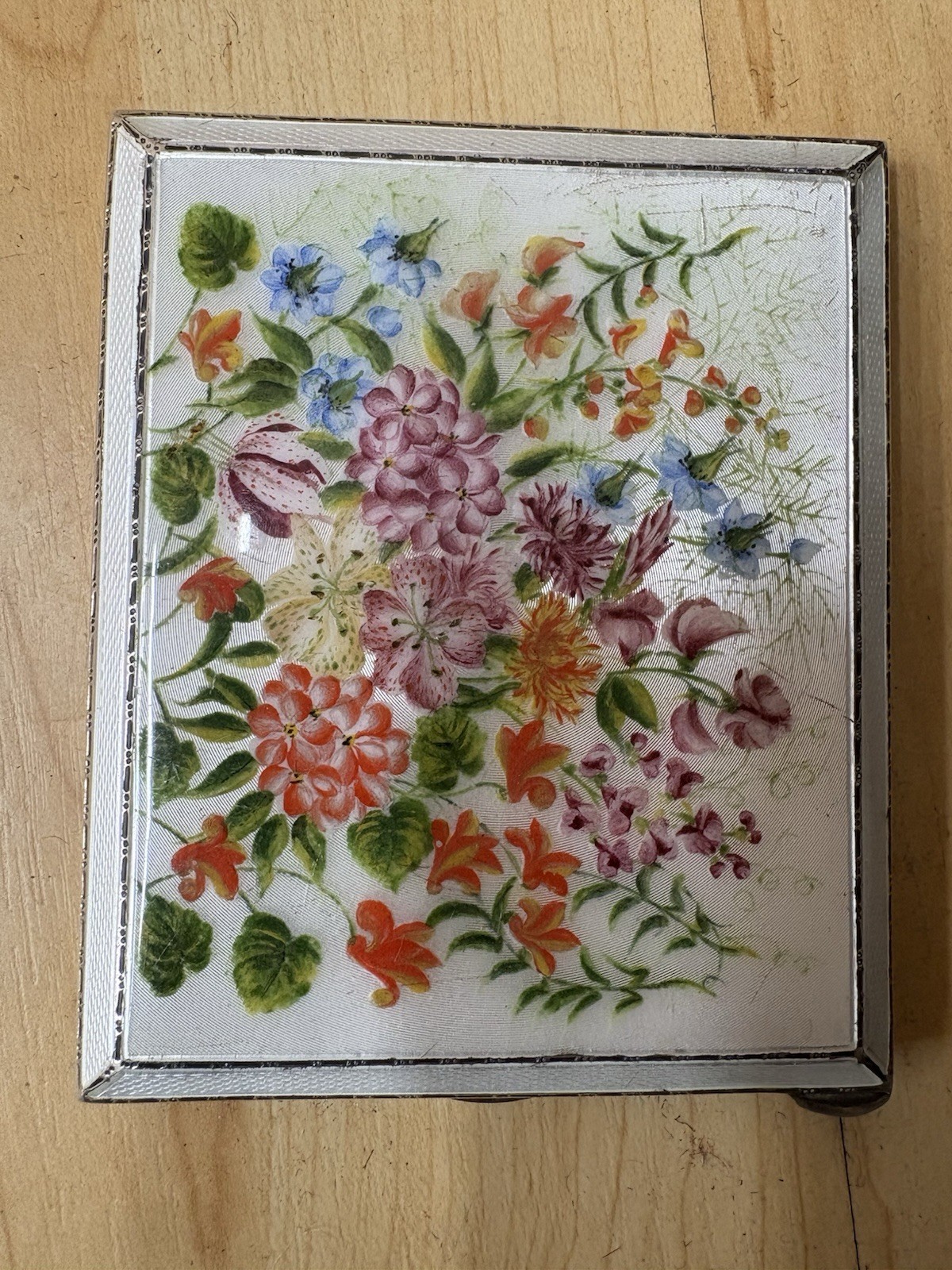 HENRY CLIFFORD DAVIS Silver Guilloche enamel Visting Card Case BIRMINGHAM 1925
