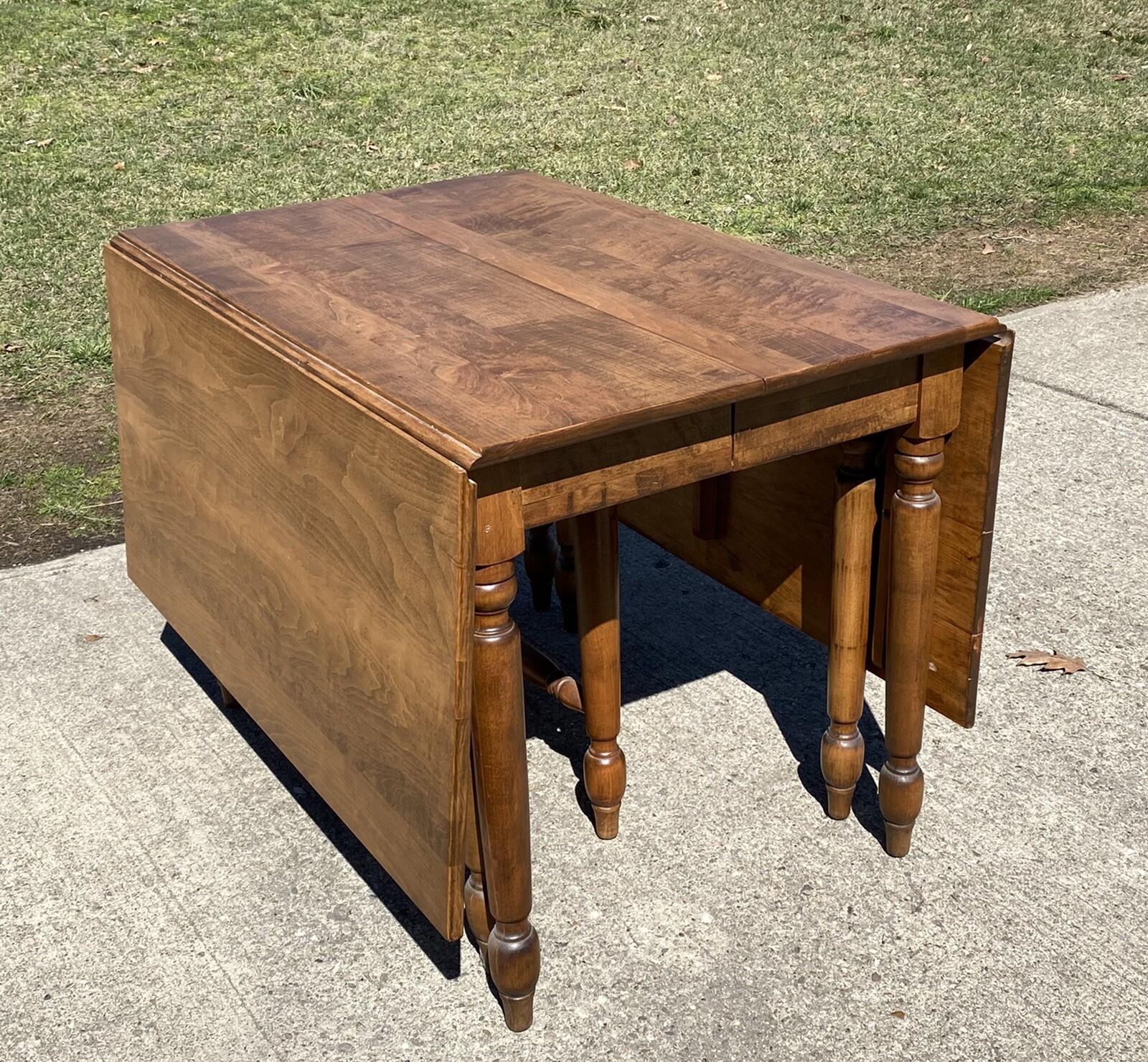 Antique Drop Leaf Gate 8 Leg Table Turned Legs Farmhouse Primitive Ash? Chestnut