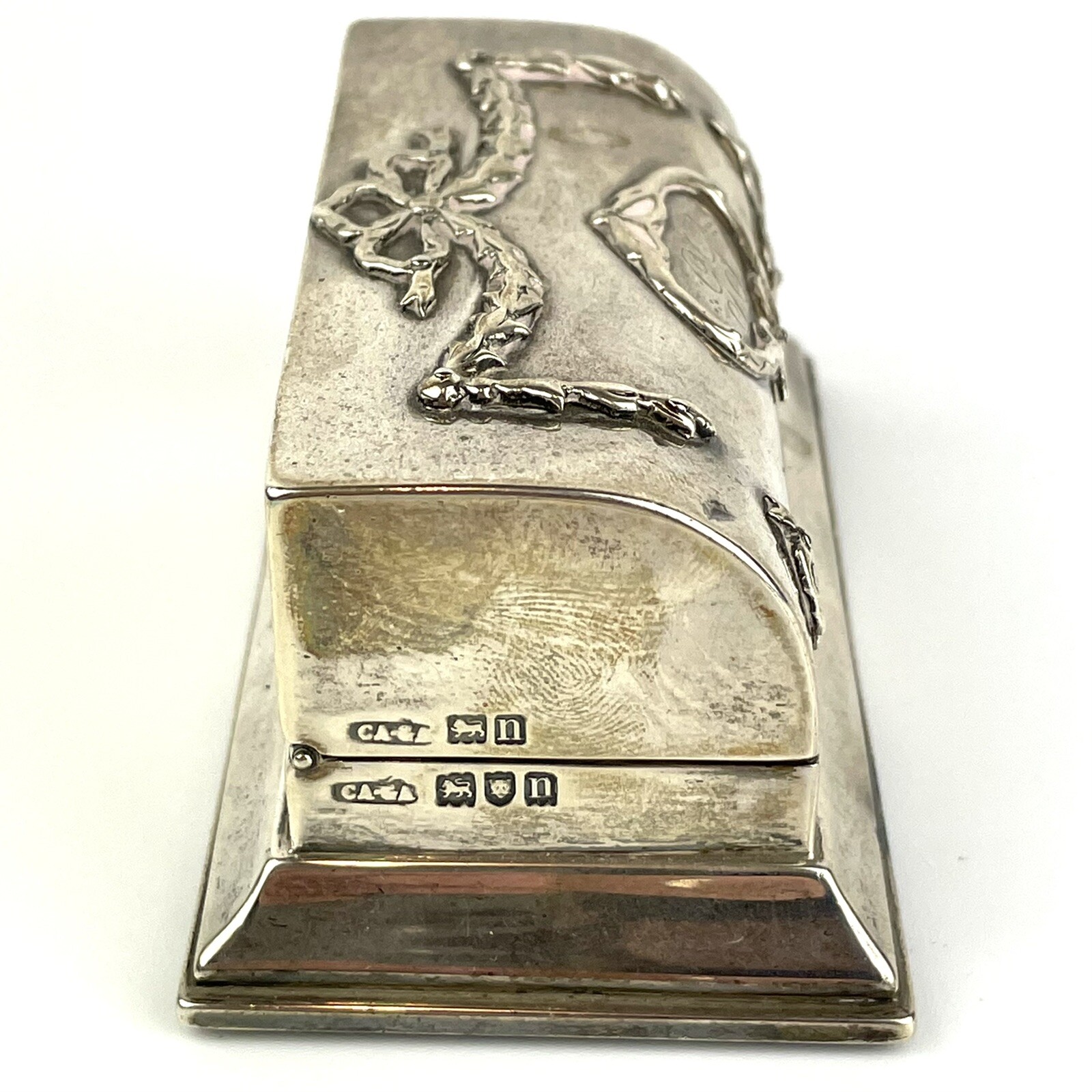 Antique Sterling Silver Hinged 3 Section Stamp Box Charles George Asprey 1908