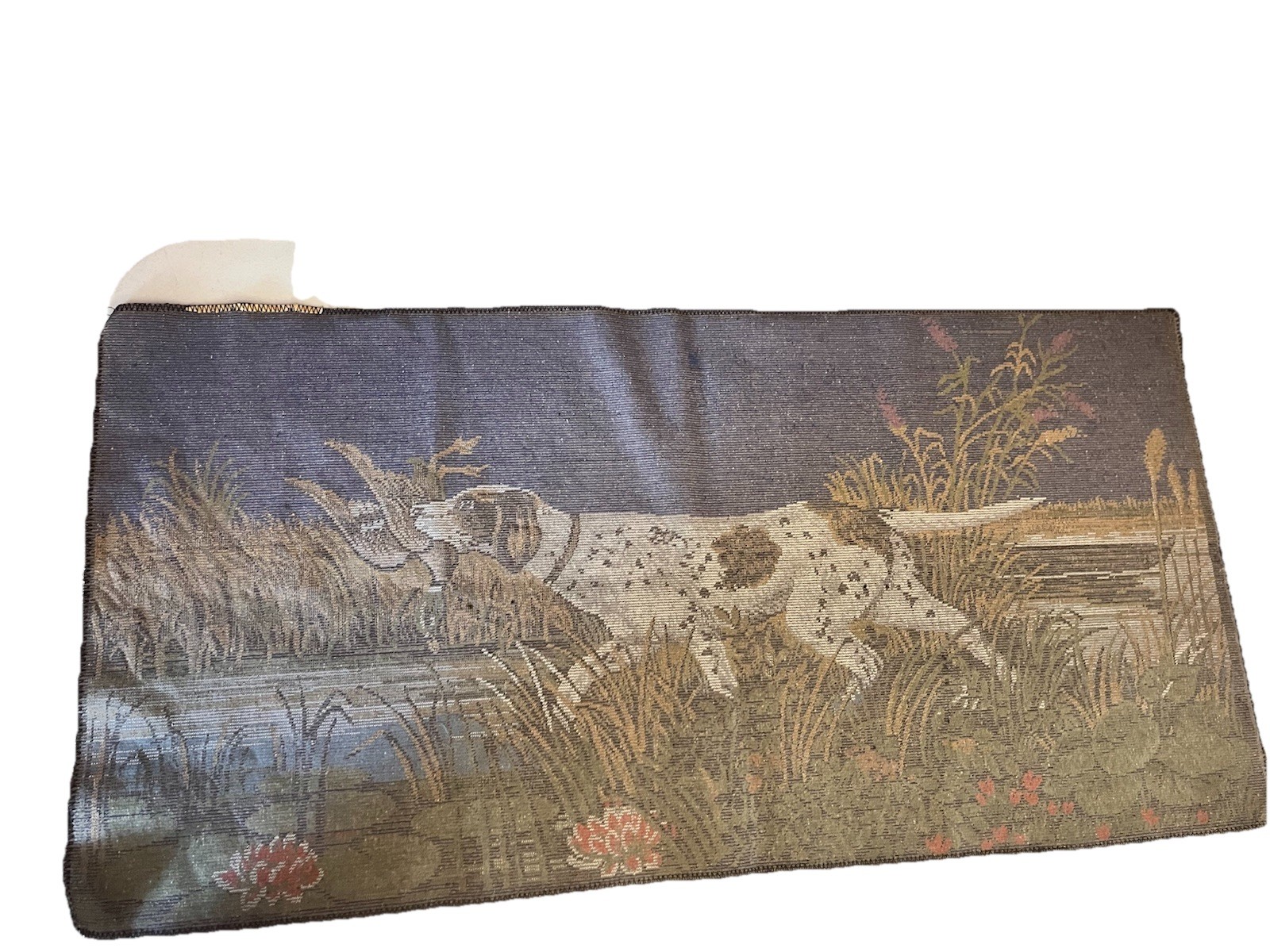 Vintage Wall Hanging Tapestry – Duck Hunting English Setter MCM Hunting Cabin