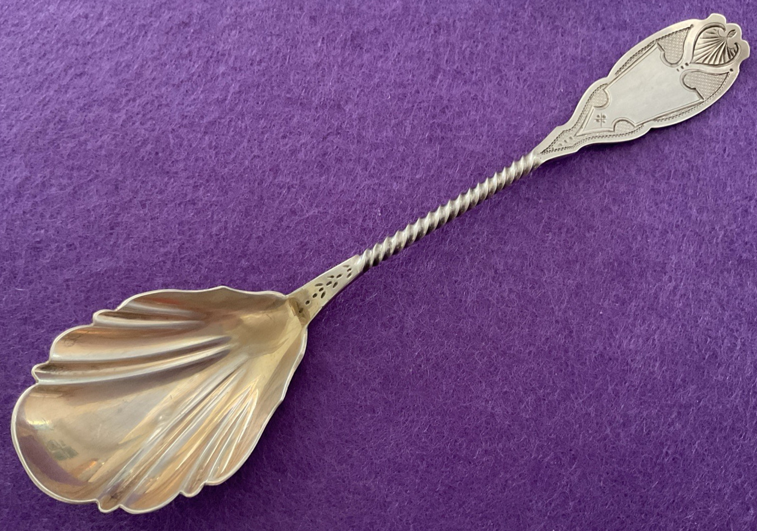 RARE! Hotchkiss Schreuder Coin 90% Silver 6.5″ Sugar Spoon Gold Bowl No Mono 23g