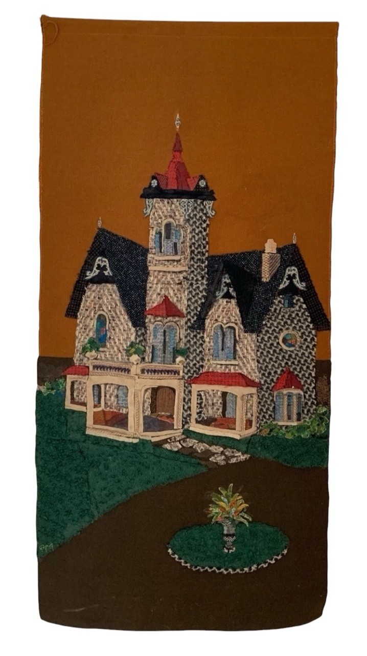 Antique Folk Art Appliqué Tapestry Victorian Gothic House Stenton Philadelphia