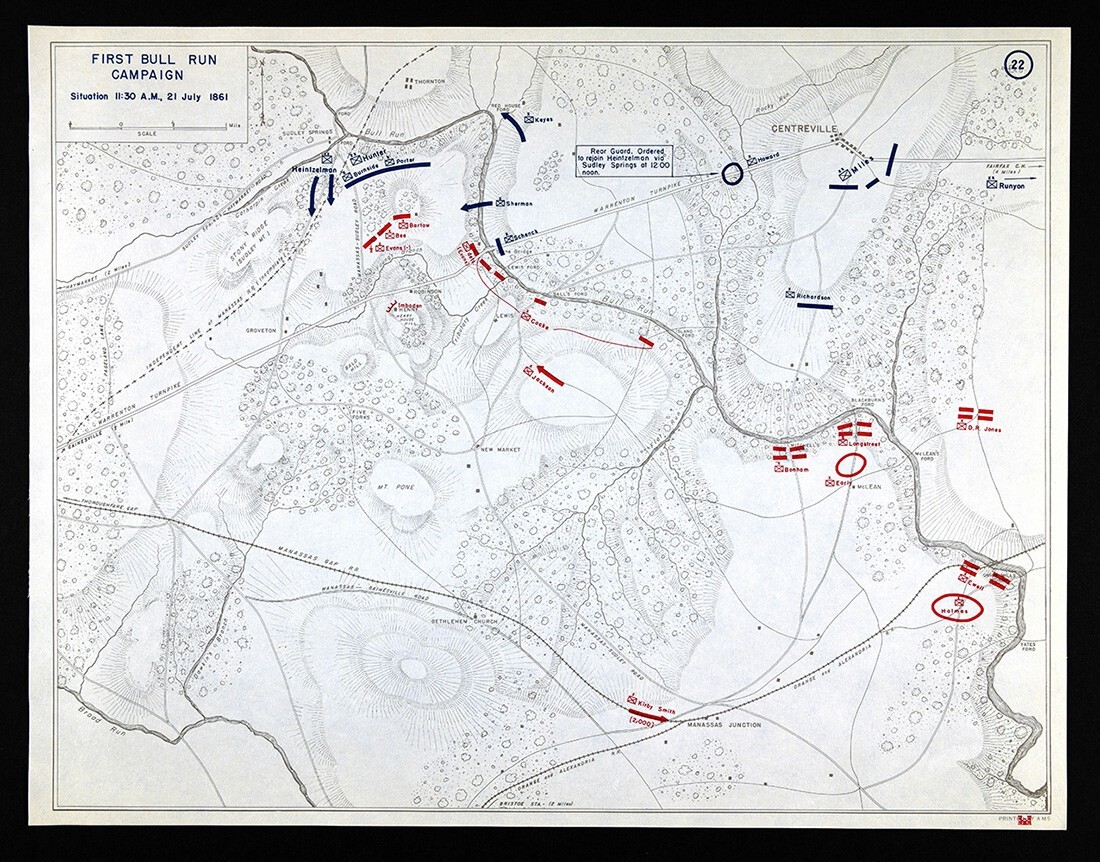 West Point Civil War Map Battle First Bull Run 11:30 AM July 21 1861 Manassas VA