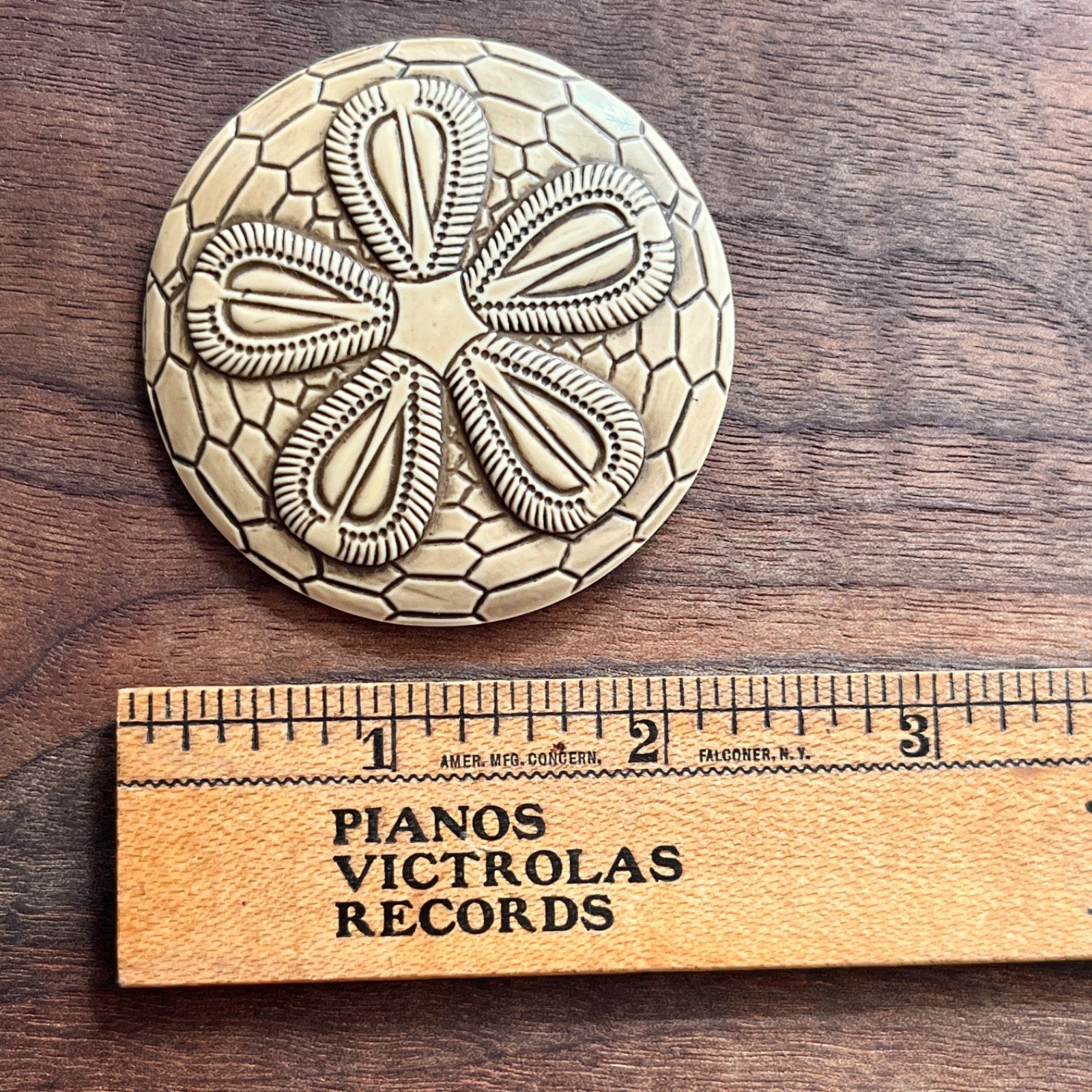 Antique Large Celluloid Sand Dollar Button Coat Button 1920’s 1930’s 2-3/16″