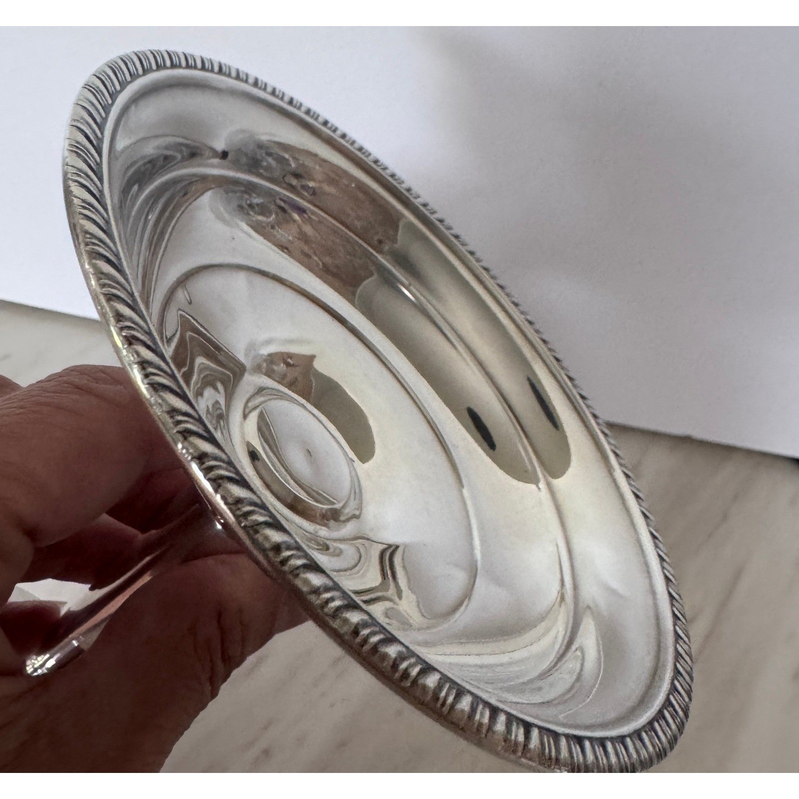 Crown Sterling Silver Weighted Compote Pedestal Dish Vintage Gadroon Rim 5in