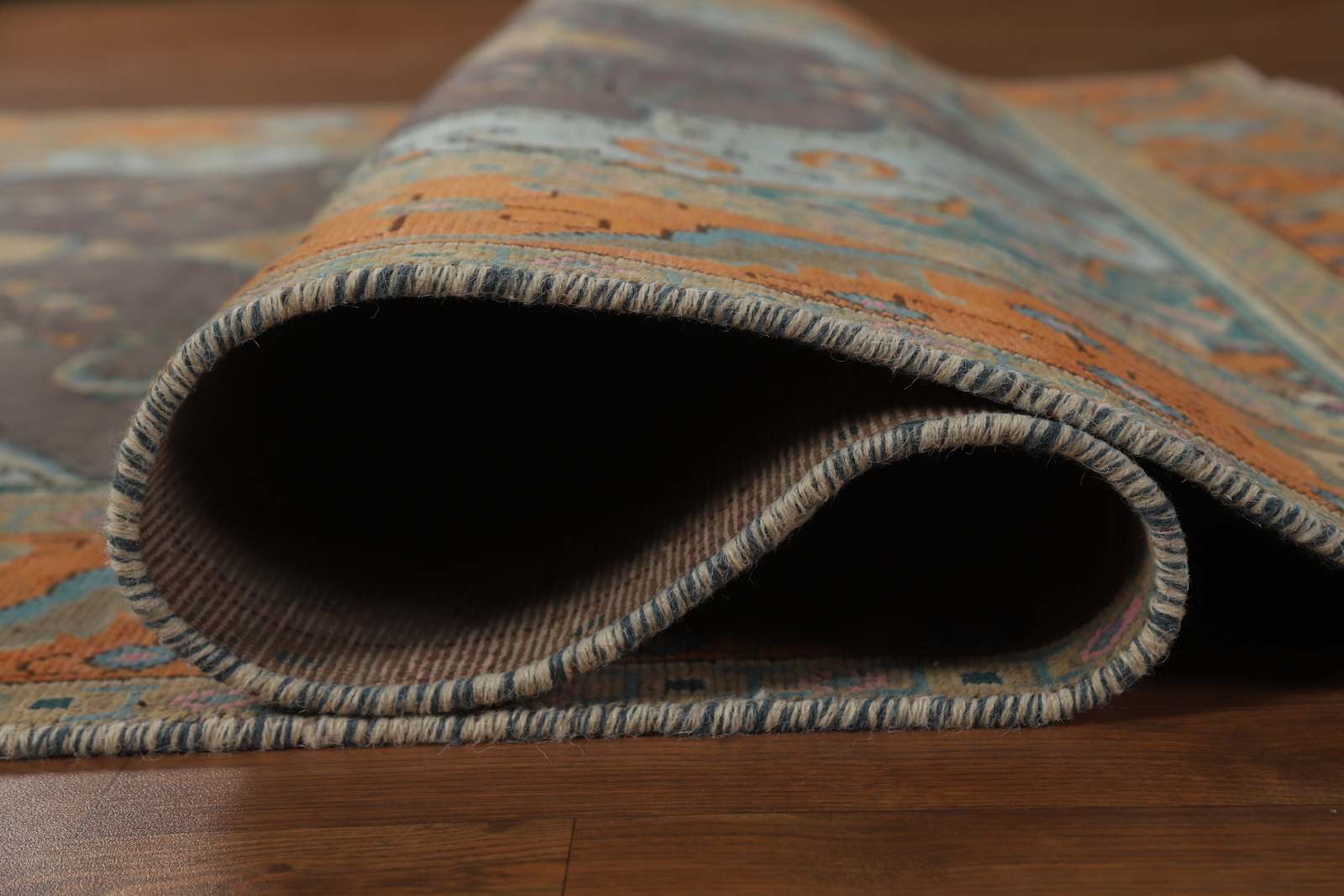 Gray/ Orange Wool Traditional Over-Dyed Area Rug 6×9 Living Room Hand-made Rug