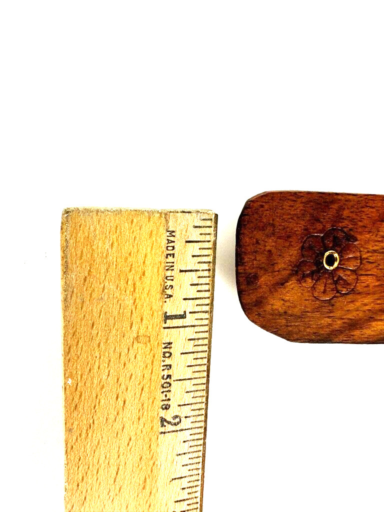 Vintage INCENSE BURNER Medium Wood tone BOHO Flat Burner Ash Catcher Hippy 12″