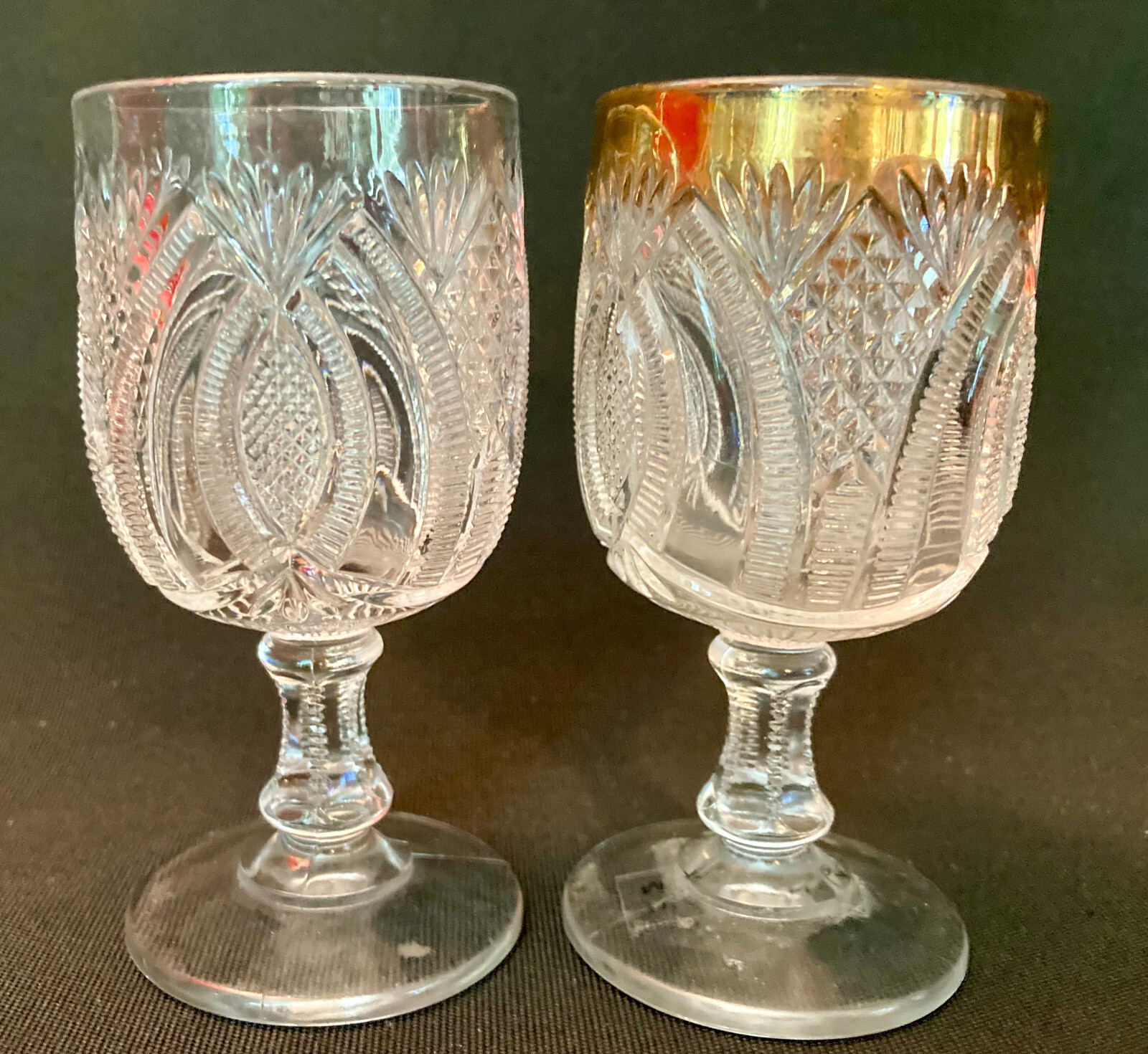 2 Pc. EAPG Antique Pattern JUBILEE WINES McKee Glass Hickman