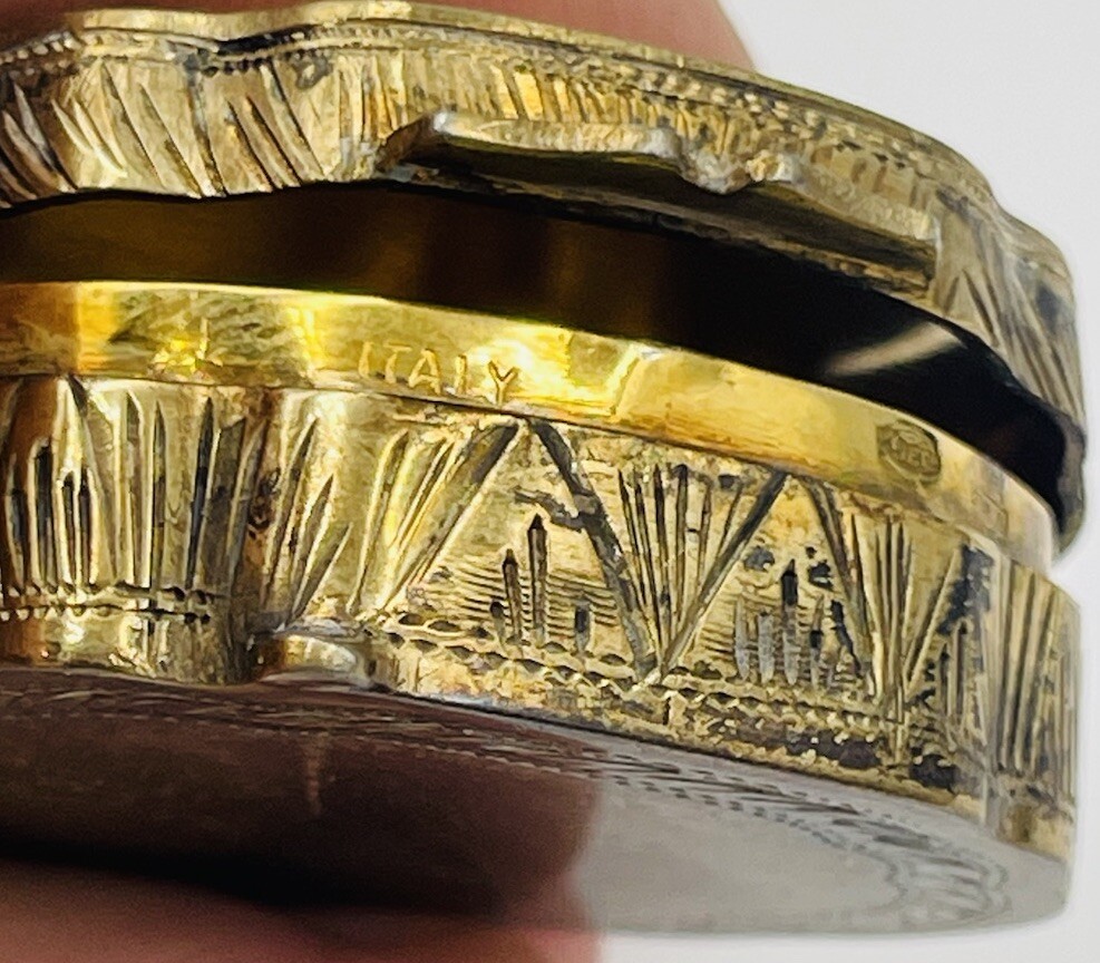 Vintage Italy 925 Sterling Silver Yellow Enamel Guilloche Box