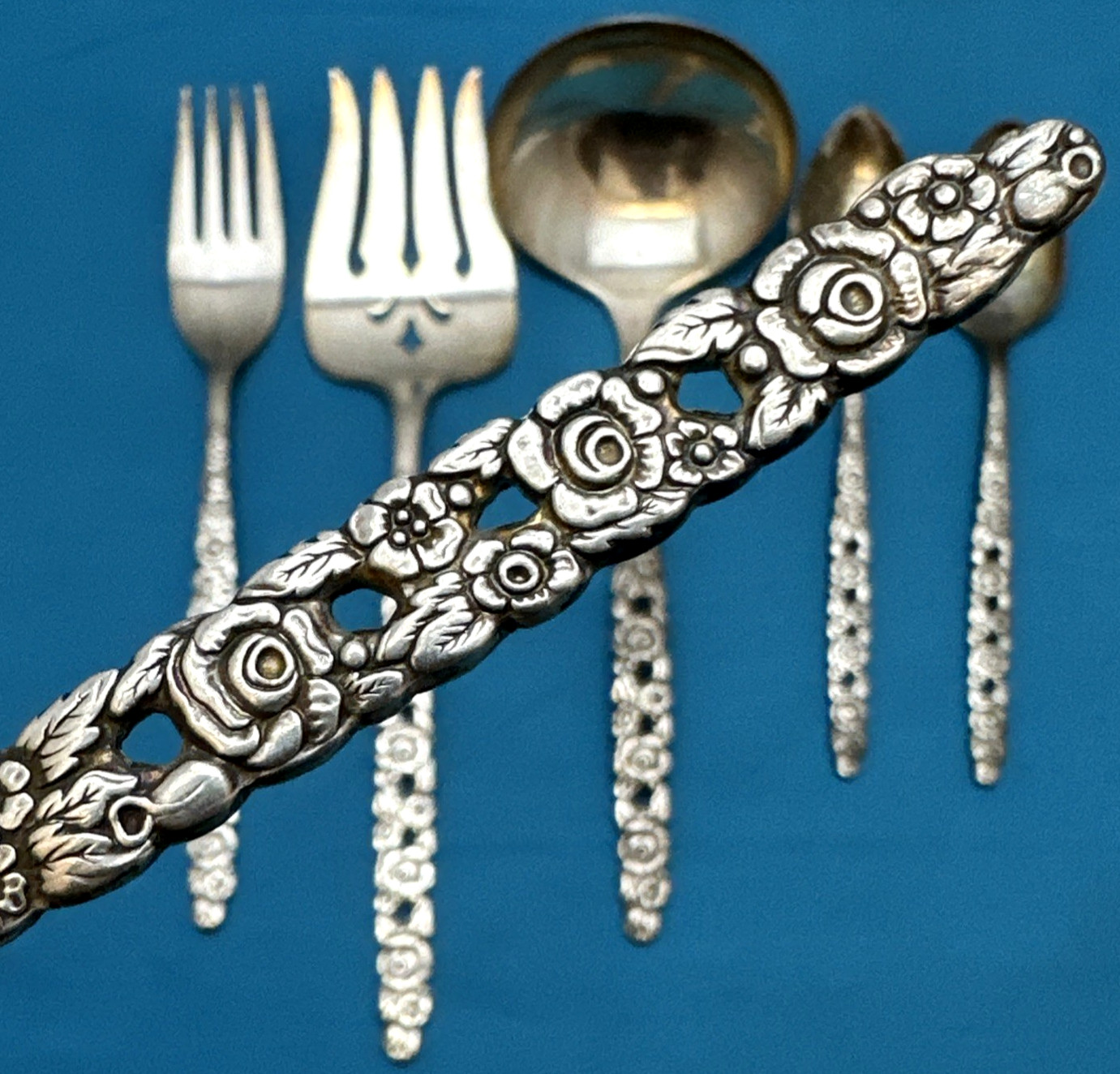 6 Pc SILVER VALENTINE Silverplated FORKS SPOONS & SERVING PCS by Community