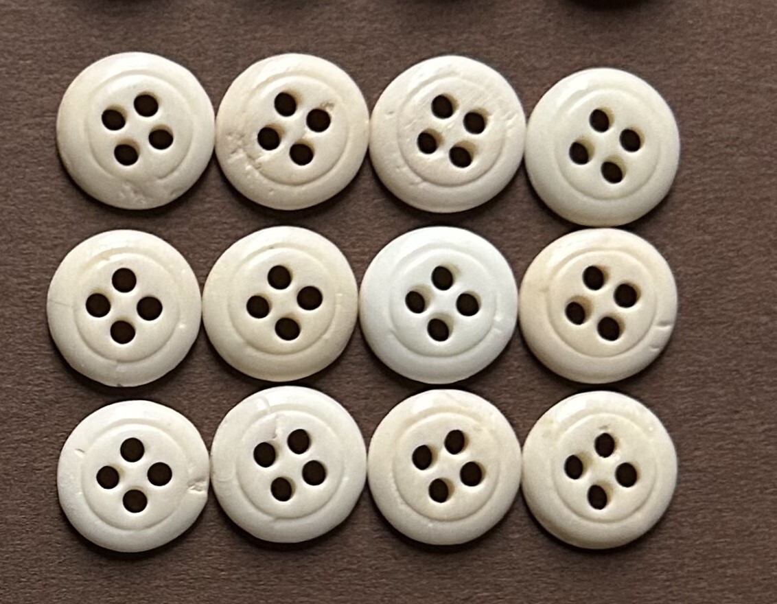 6 Sets of Exceptional Antique Bone Buttons (72 Total); Civil War to Early 1900s