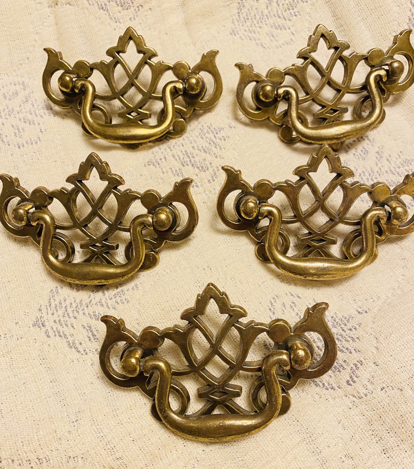SET 5 Keeler Brass KBC Drawer Pulls Chippendale Batwing 2 1/2″ Center K 11958