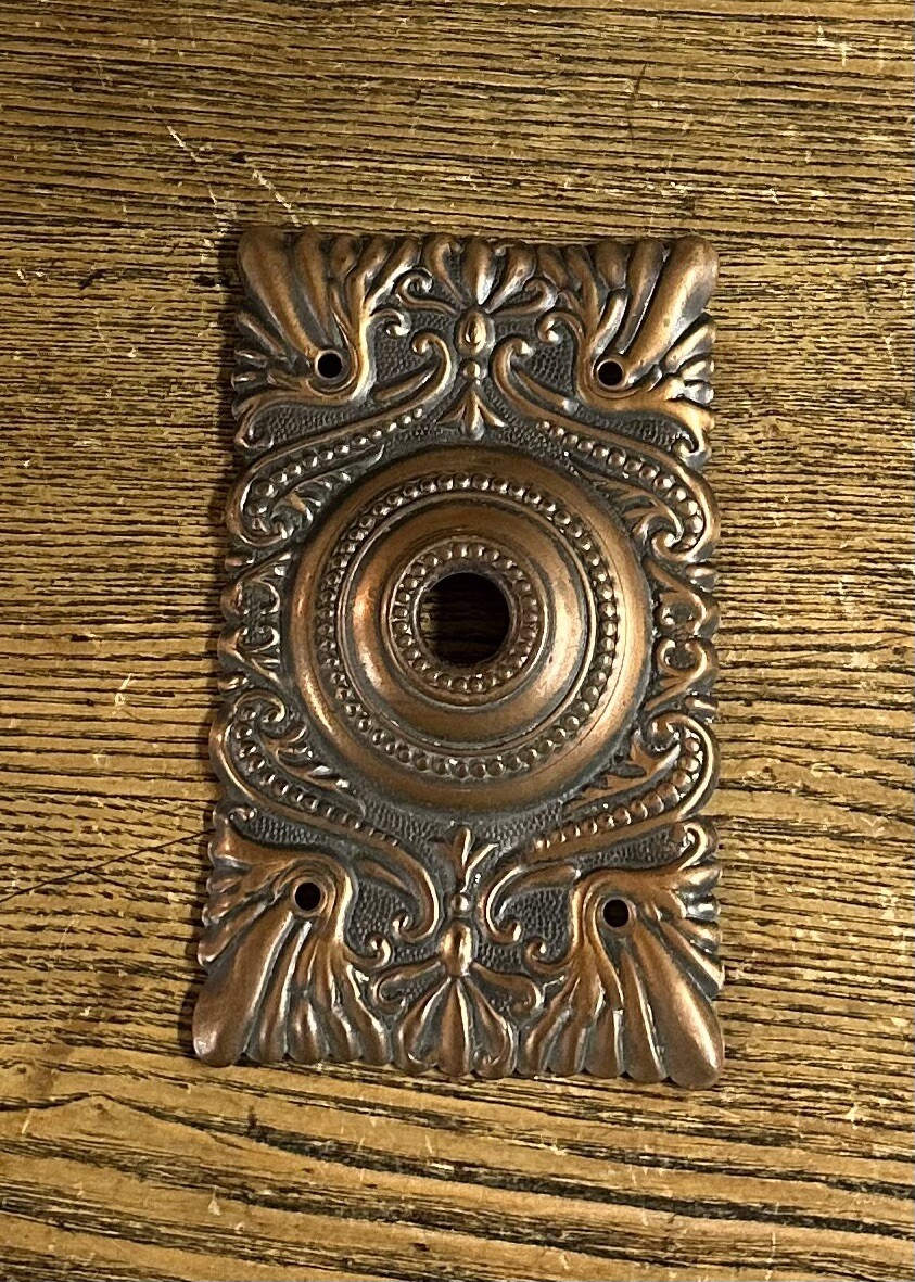 Beautiful Antique Wrought Brass Doorbell Plate, c1900