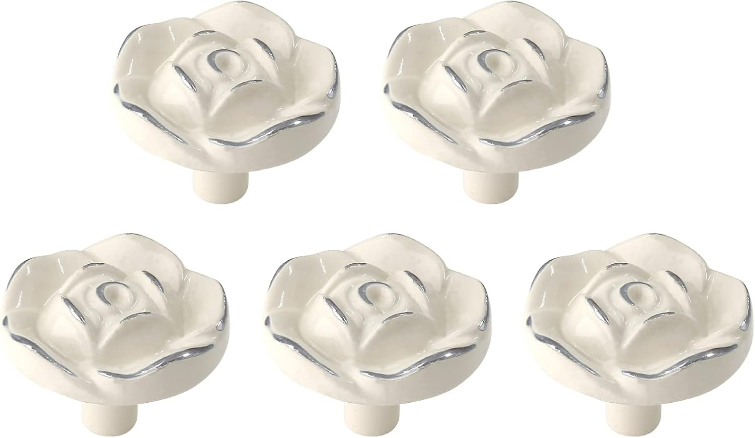 Uenhoy 5 Pcs Vintage Rose Drawer Knobs – Antique Rose Flower Cabinet Knobs for D