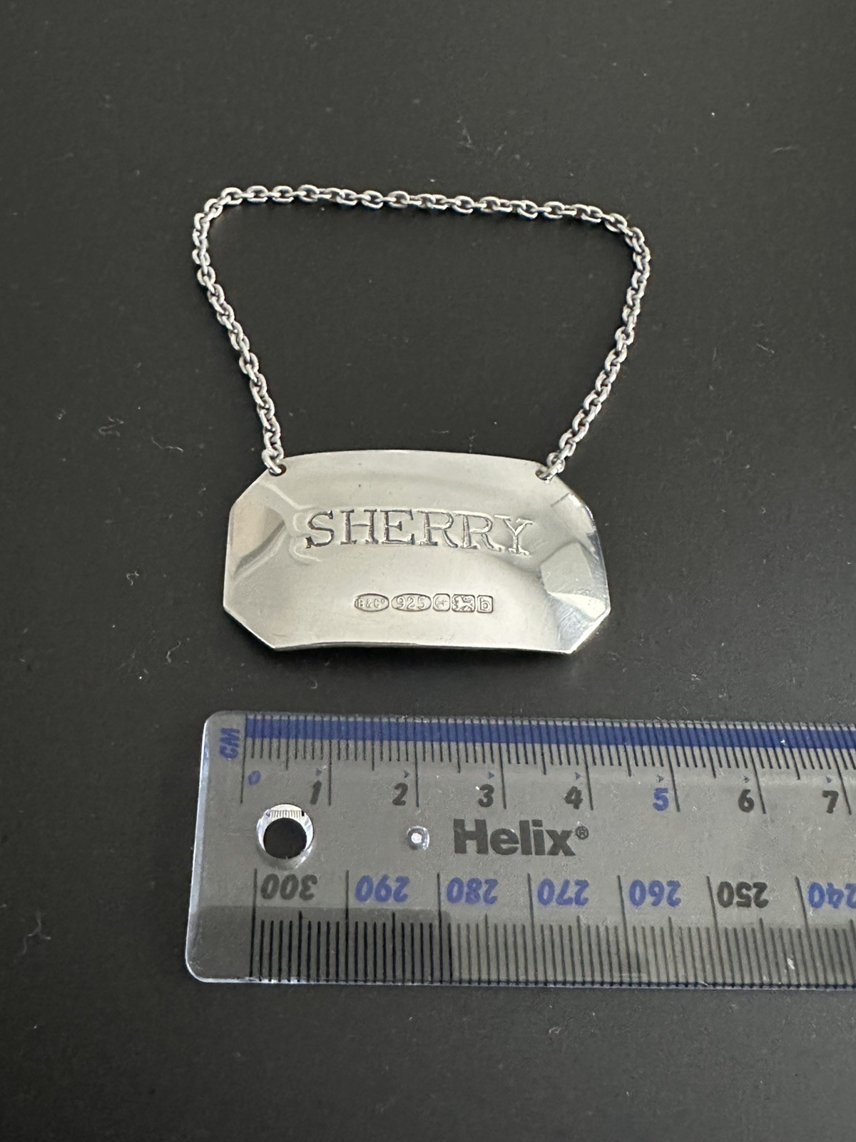 Heavy Solid Silver Modern Style Sherry Decanter Wine Label W I Broadway 2001 17g