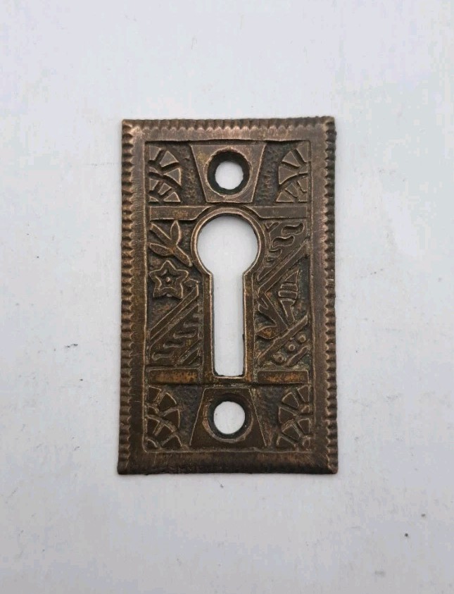 Antique Key Hole Cover Escutcheon Victorian Old Vintage Cast Brass Hardware
