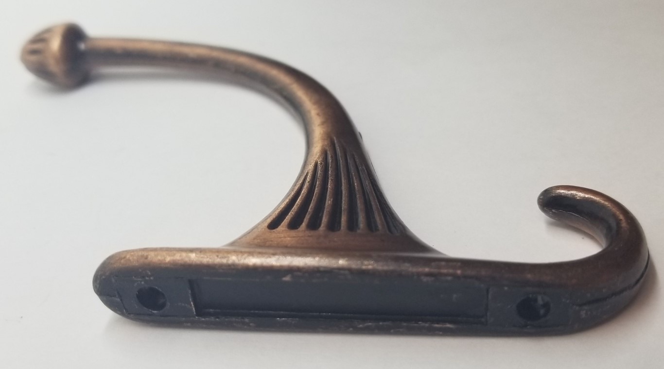 Single ANTIQUE COPPER costumer coat hook hall tree hat rack wall vintage old NEW
