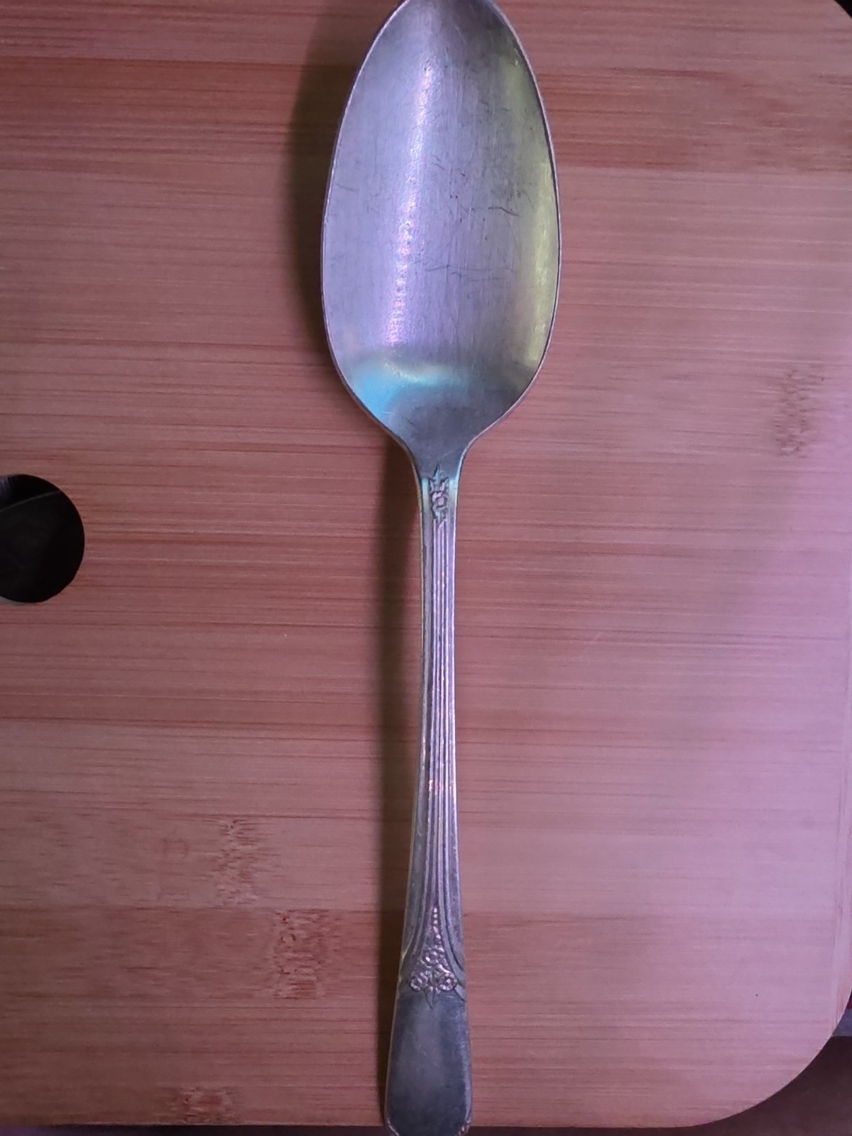 VINTAGE ROGERS MARY LOU DEVONSHIRE SERVING SPOON SILVERPLATE 8-1/2″