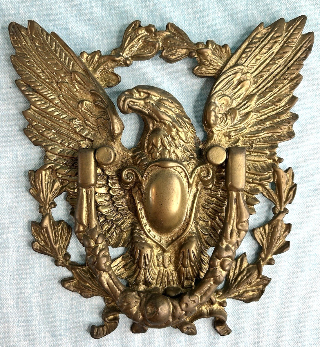 American Eagle Door Knocker Large 9″x9″ Vintage Brass Tone