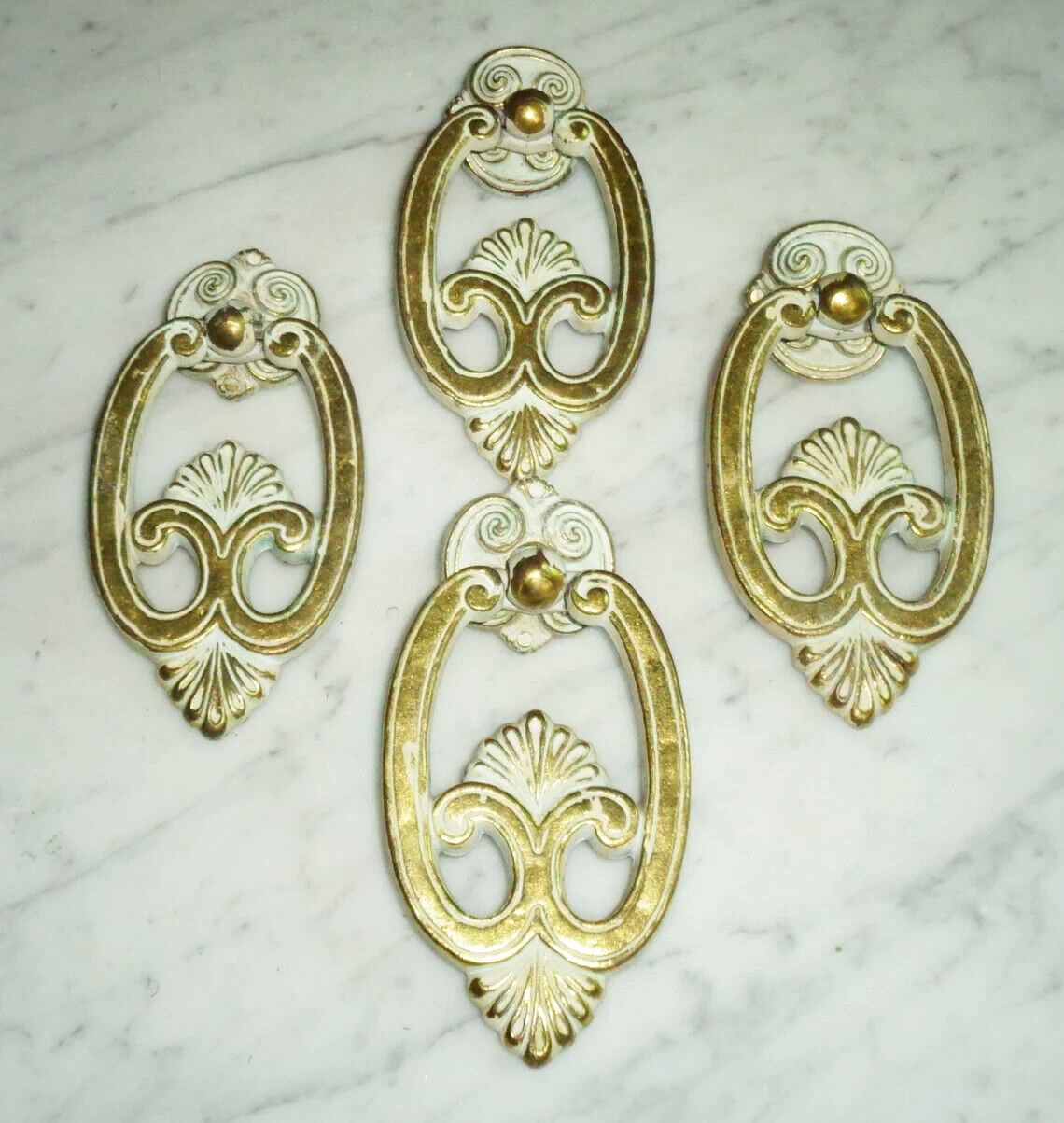 4 Tear Drop Bail Knocker Door Drawer Pulls Keeler KBC #N1791 Antique 4 3/8in