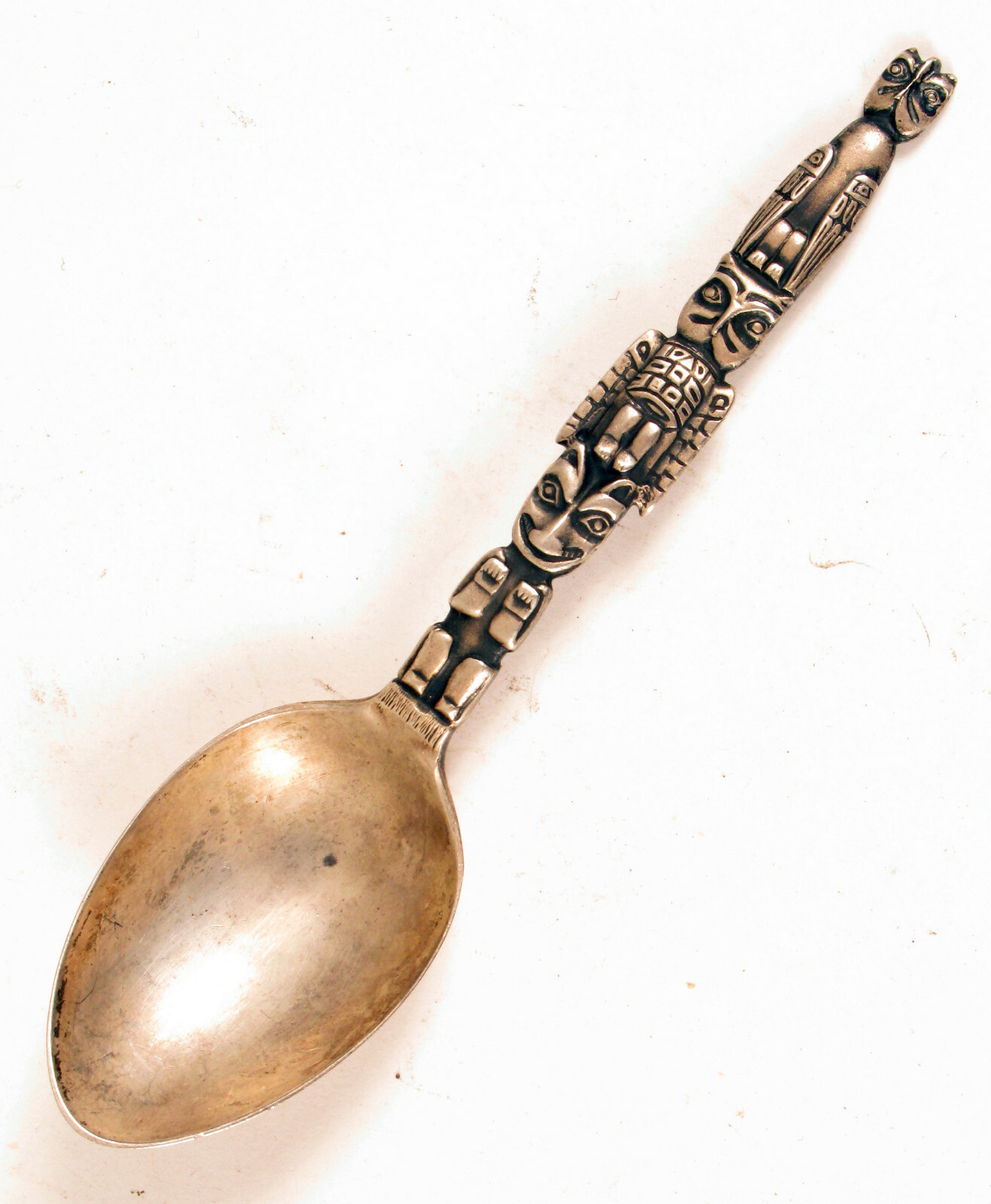 STERLING SILVER SPOON TOTEM POLE SQUARE SEATTLE WASINGTON NATIVE AMERICAN RARE !