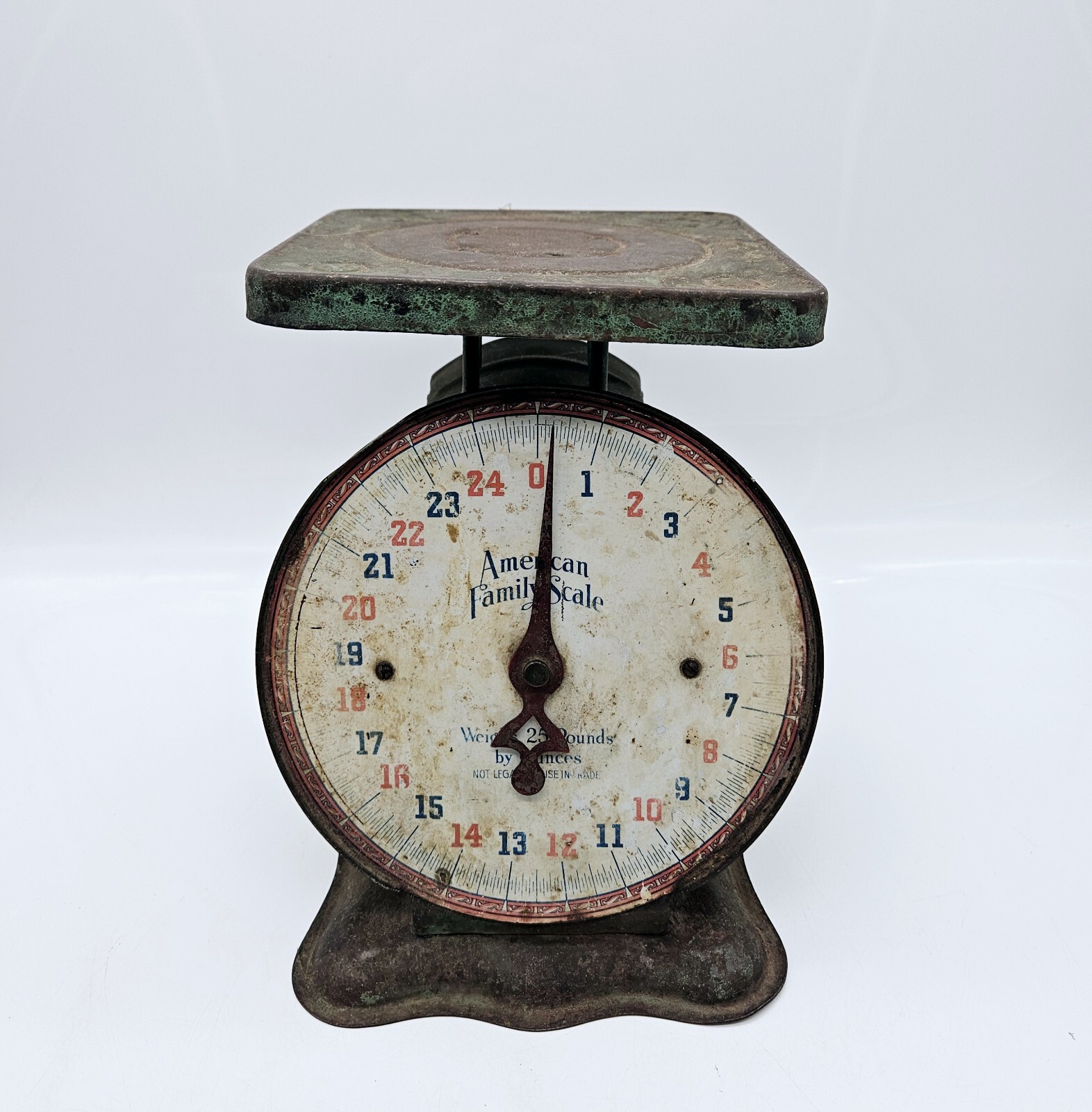 American Family Scale Green 24 lb Farmhouse Kitchen Working Antique