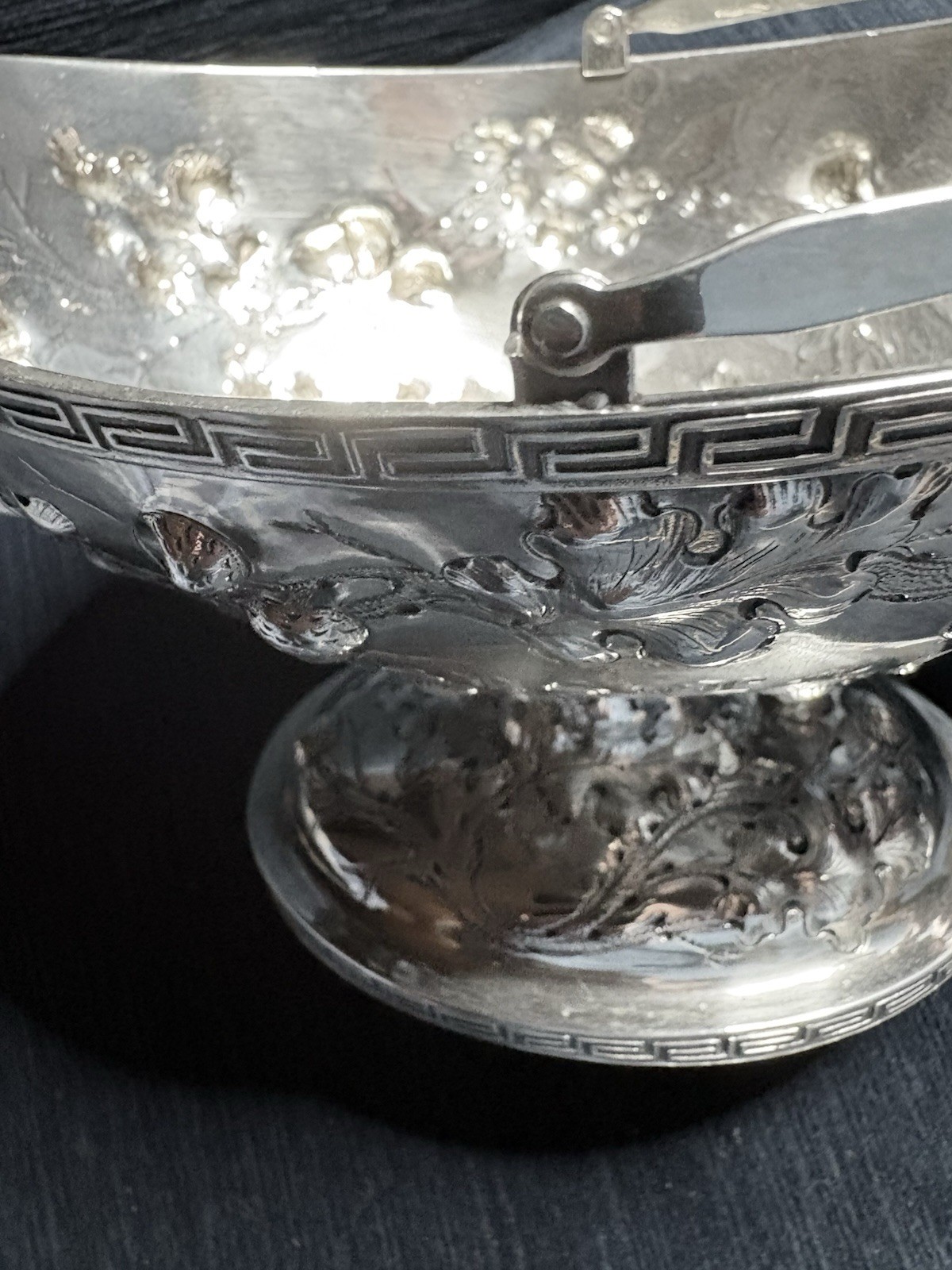 Boston Coin Silver Repousse Basket. Candy? Sweet Meats? Jones, Ball & Poor 1850s