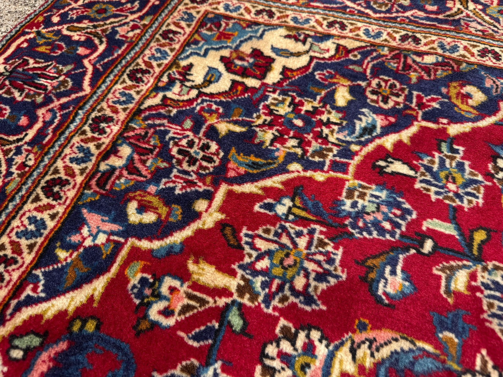 5×8 RED VINTAGE ORIENTAL RUG hand-knotted fine handmade small navy blue wool 5×7