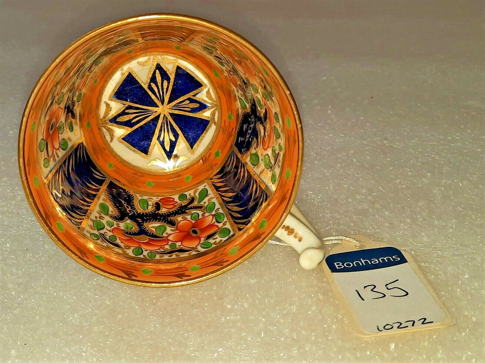 Exquisite Regency Porcelain Spode Cup with London Handle C 1796+ – Bonhams Label