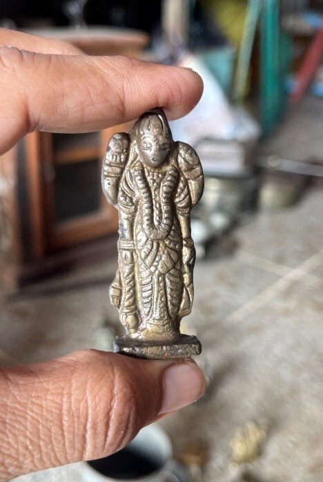 Old South Indian Vishnu Avatar Brass Miniature Statue Religious Sculpture