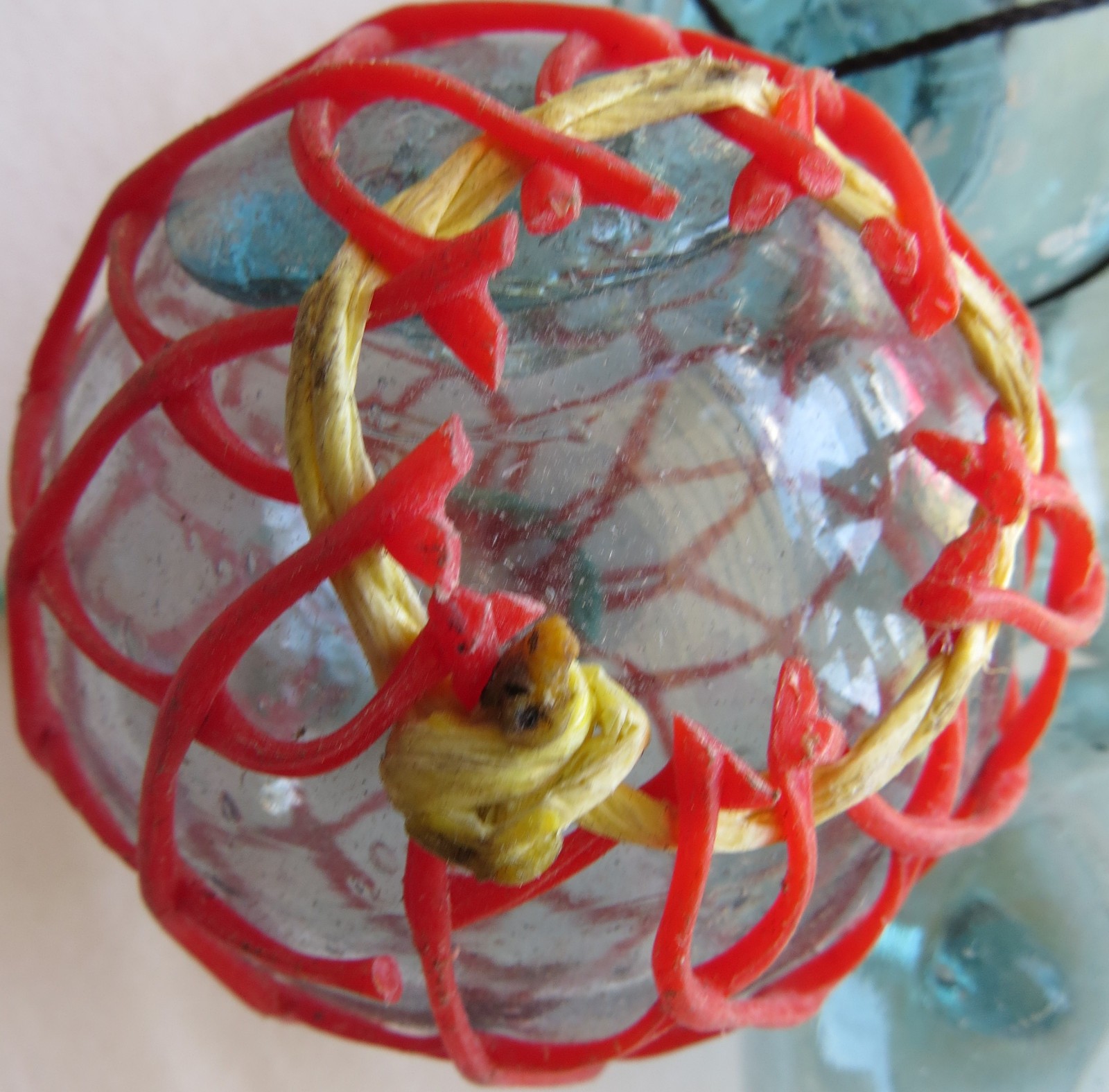 Japanese GLASS FLOATS (9) ODD BALLS Makers Mark Swirls Tape Plastic Net Spindle