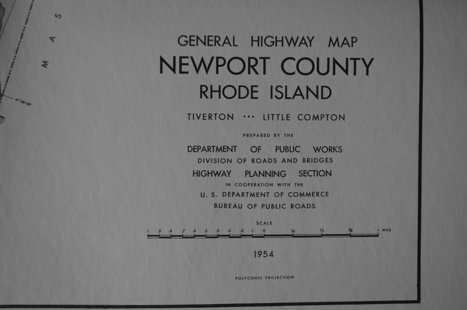 General Highway Map Newport County Rhode Island Tiverton Little Compton 1954
