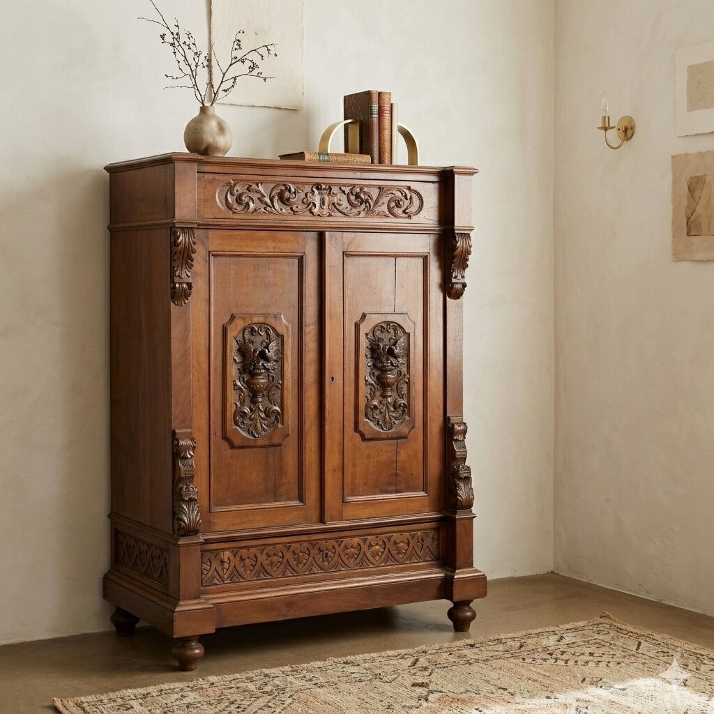 Antique Cupboard Neo-Renaissance Walnut Italy XIX Century Original
