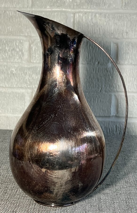 E Dragsted Pitcher Scandinavian Silver Plated Over Brass 11″ T MCM Denmark