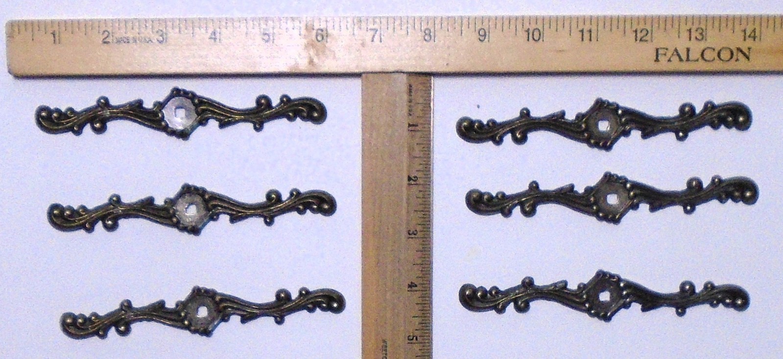 Lot of 6 Vintage 5 1/2″ Brass Drawer Pull Backplates