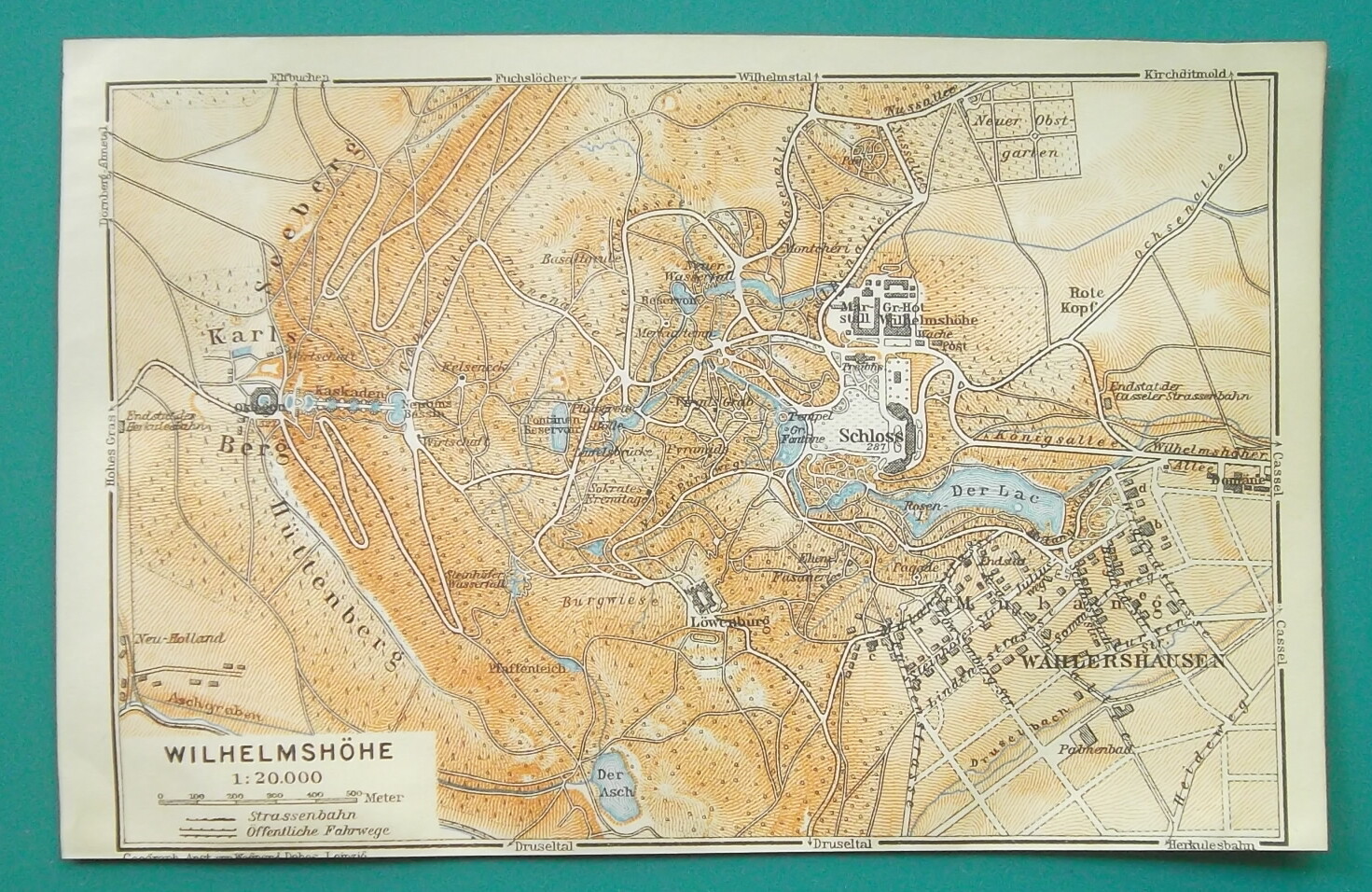 GERMANY Wilhelmshohe Town Plan – 1912 MAP 4 x 6″ (10 x 15,5 cm)