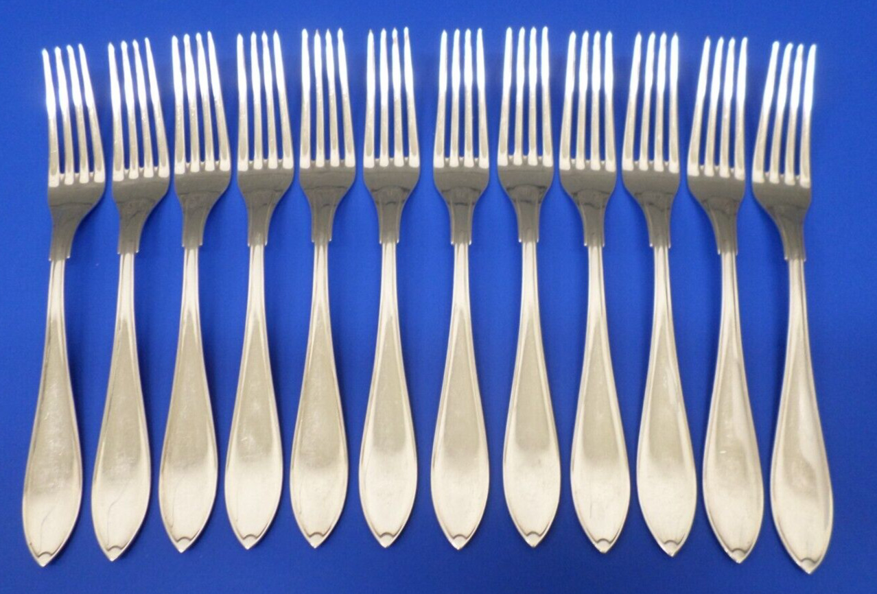 12 – Prima Silver Sweden PMV3 Silverplate MAB Extra Flatware 7 1/2″ FORKS